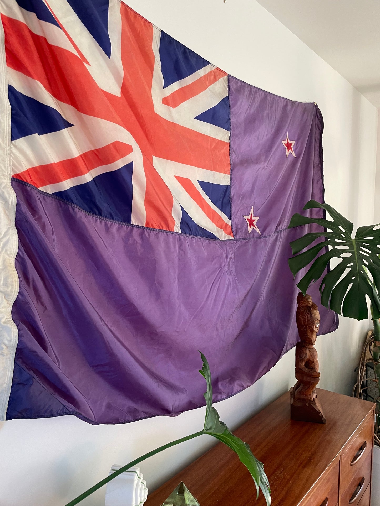 Vintage 1980s New Zealand flag - Nylon faded purple flag of Aotearoa NZ