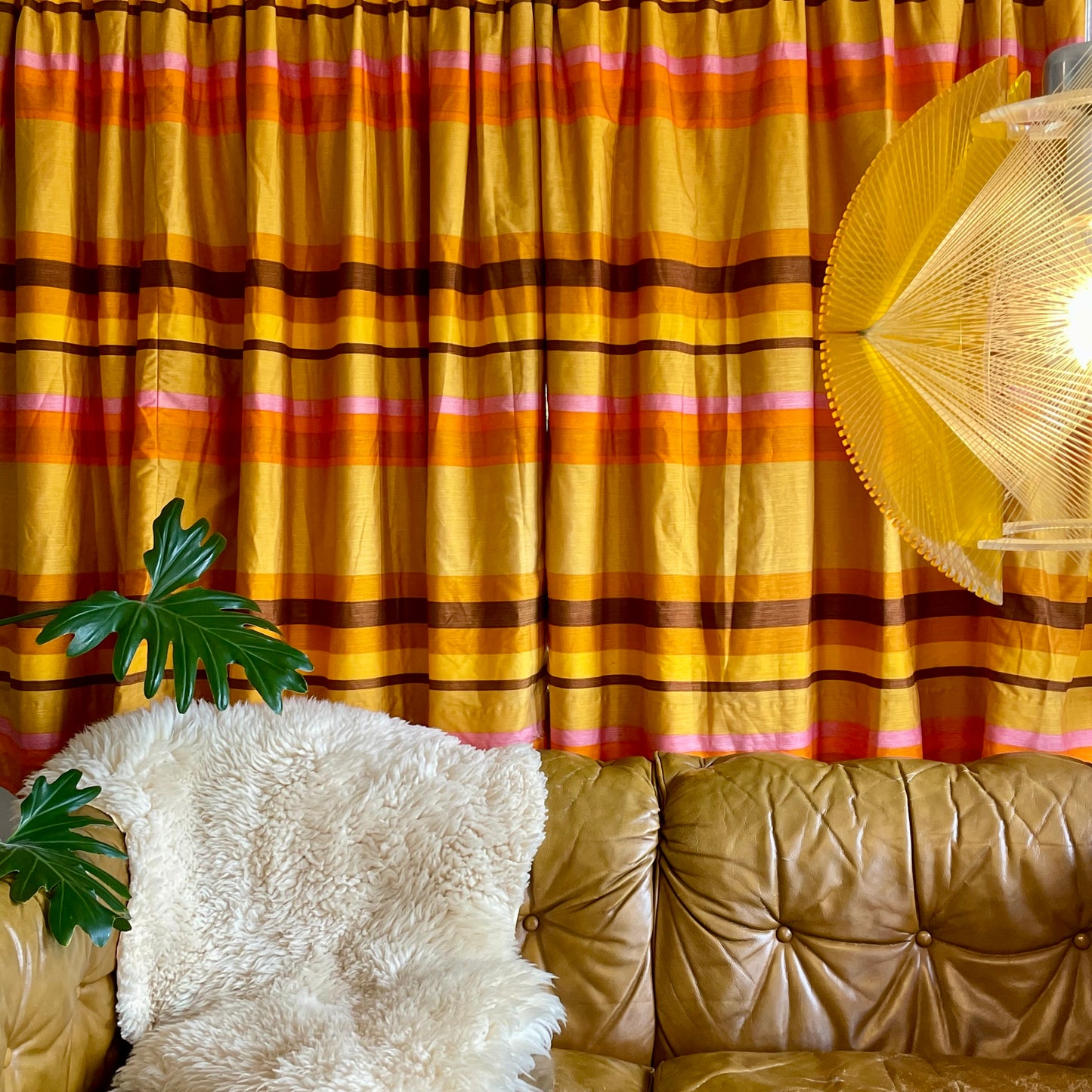 Desert Sunset - Vintage 1970’s drapes from Germany by Schloss & Druck - retro pink, yellow and orange curtains