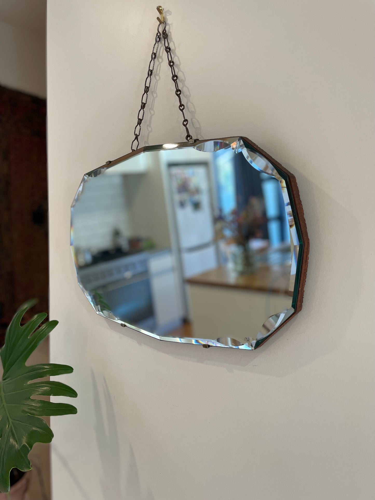 Marquise Diamond beveled mirror - antique art deco mirror