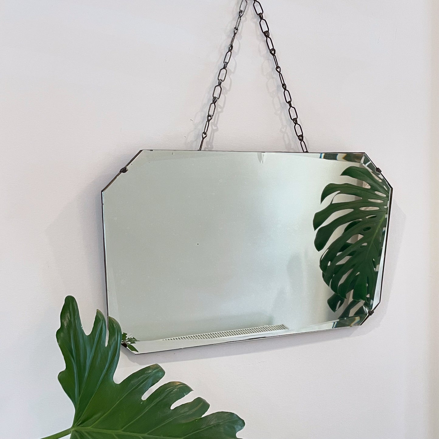 Geometric art deco frameless mirror
