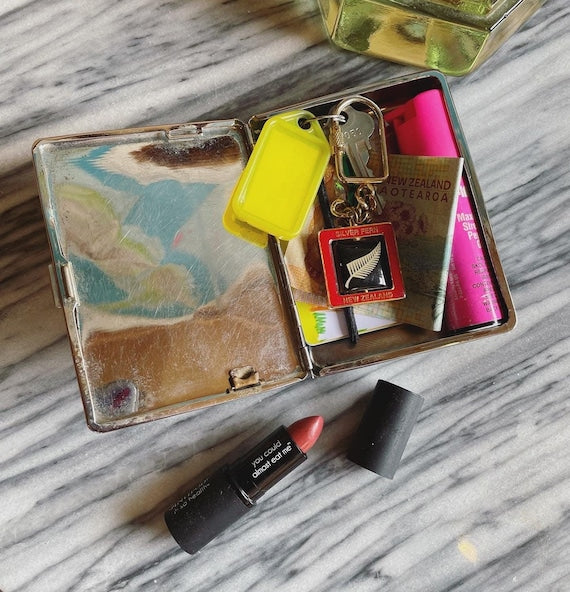 Vintage New Zealand chrome cigarette box / Proposal box / run away to NZ with me
