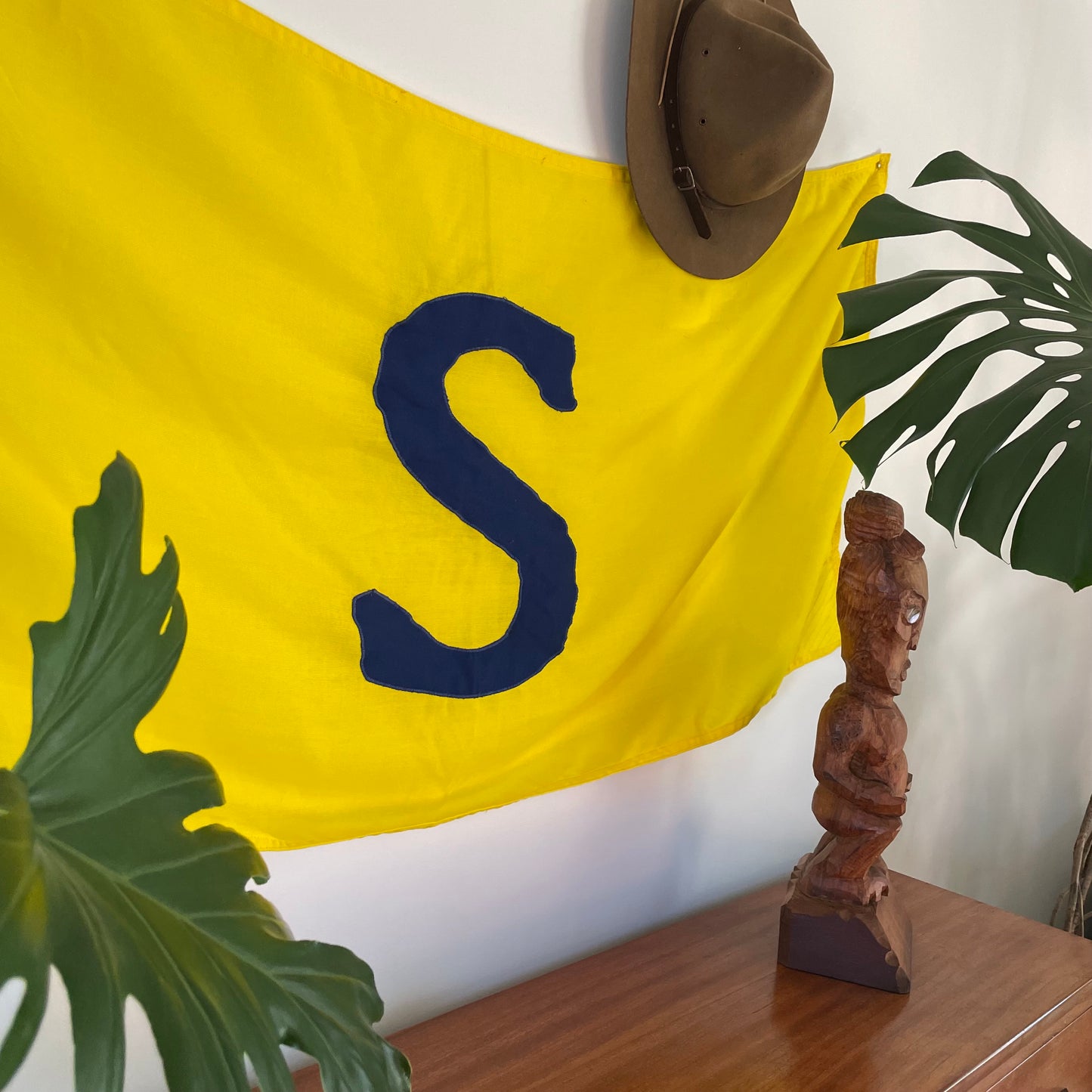 Vintage S flag from New Zealand - nautical signal flag letter S