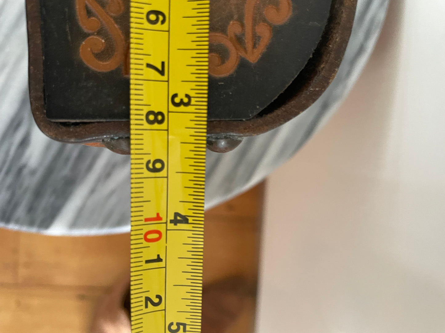 Vintage hand-tooled leather box with embossed Map of New Zealand and Māori designs