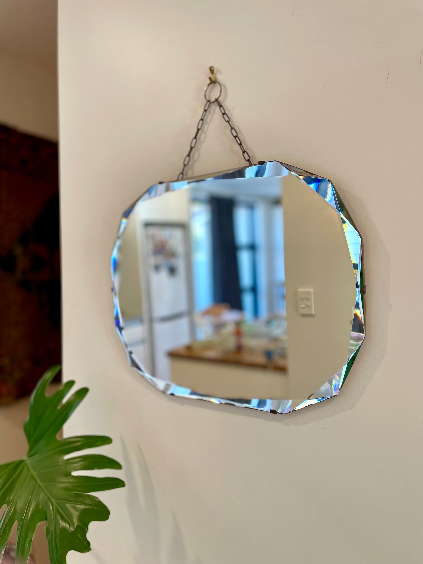 12 sided antique mirror with beveled edges - frameless Art deco mirrors