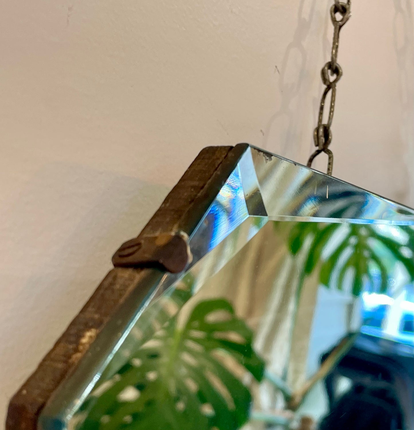 Geometric art deco frameless mirror