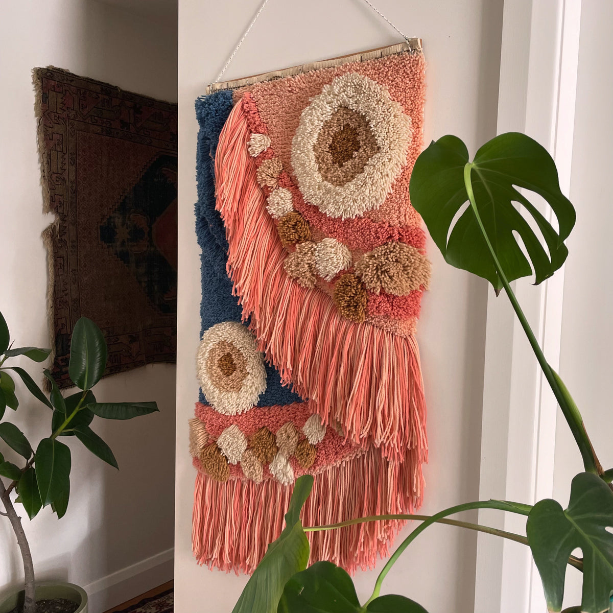 The Great Barrier Reef tapestry - vintage latch hook 3D macrame wall hanging