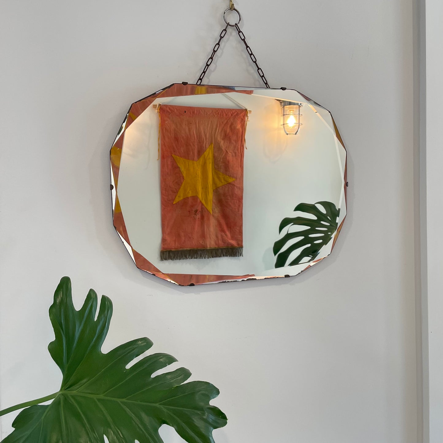 12 sided antique mirror with beveled edges - frameless Art deco mirrors