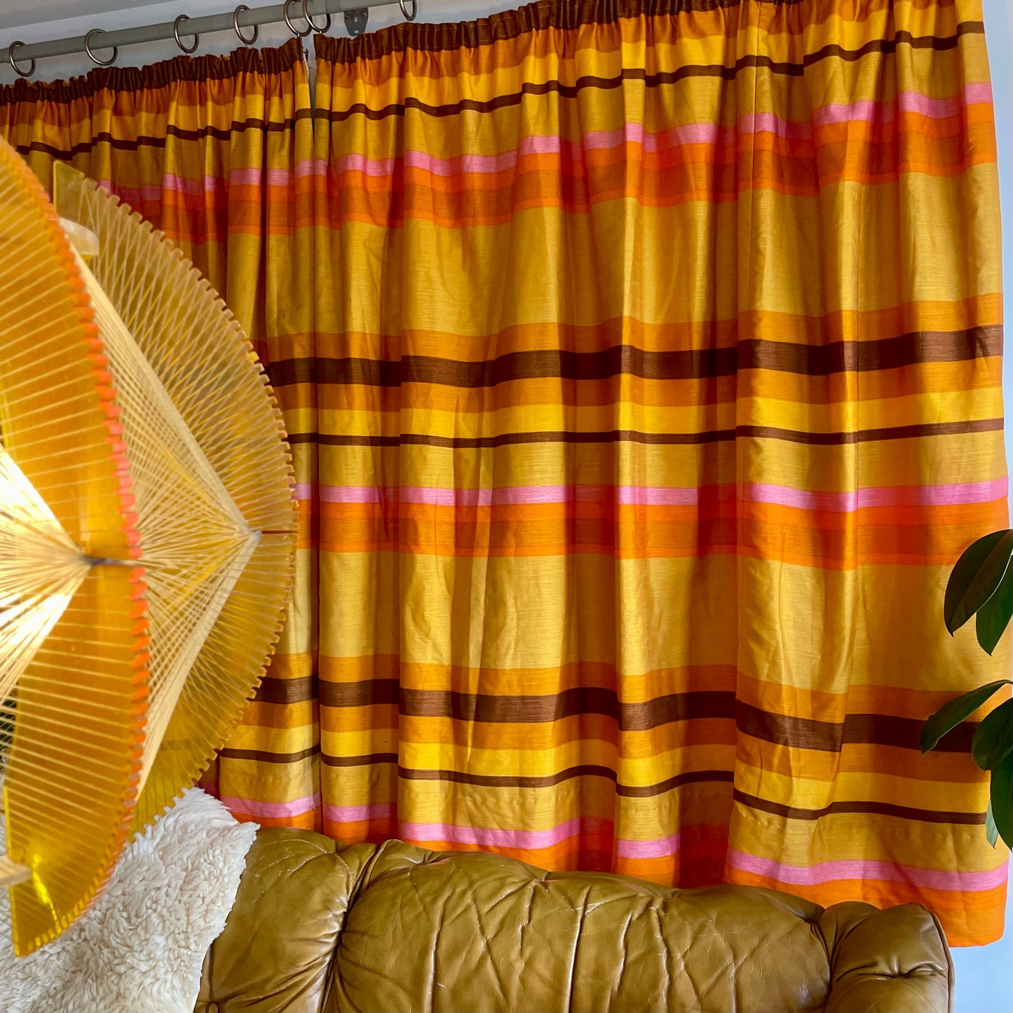 Desert Sunset - Vintage 1970’s drapes from Germany by Schloss & Druck - retro pink, yellow and orange curtains