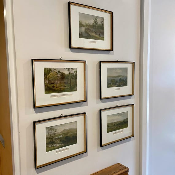 Rare set of 5 Australian paintings from 1874 - hand-coloured steel engravings by J S Prout - Australian Art series