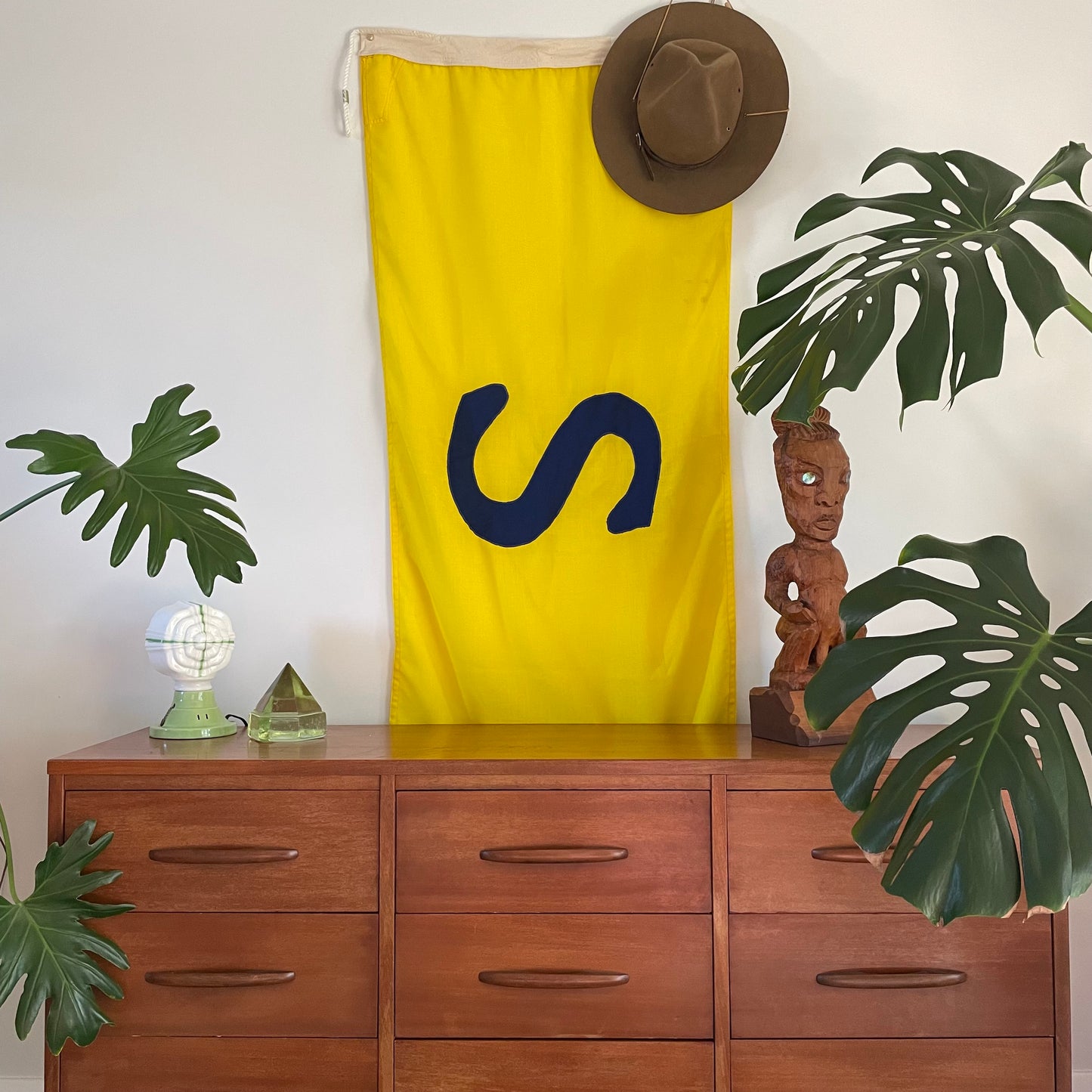Vintage S flag from New Zealand - nautical signal flag letter S