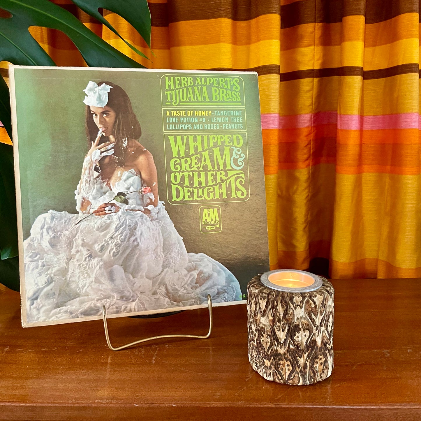 Vintage New Zealand Ponga tree fern tea light holder / vase