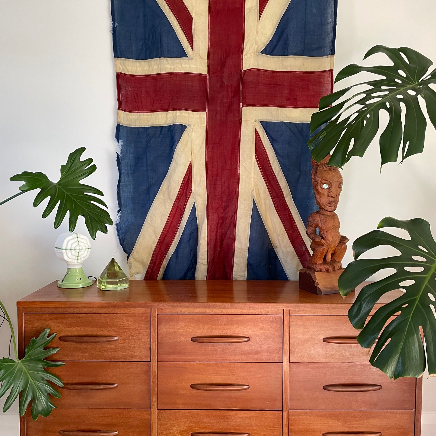 Vintage tattered United Kingdom Union Jack flag