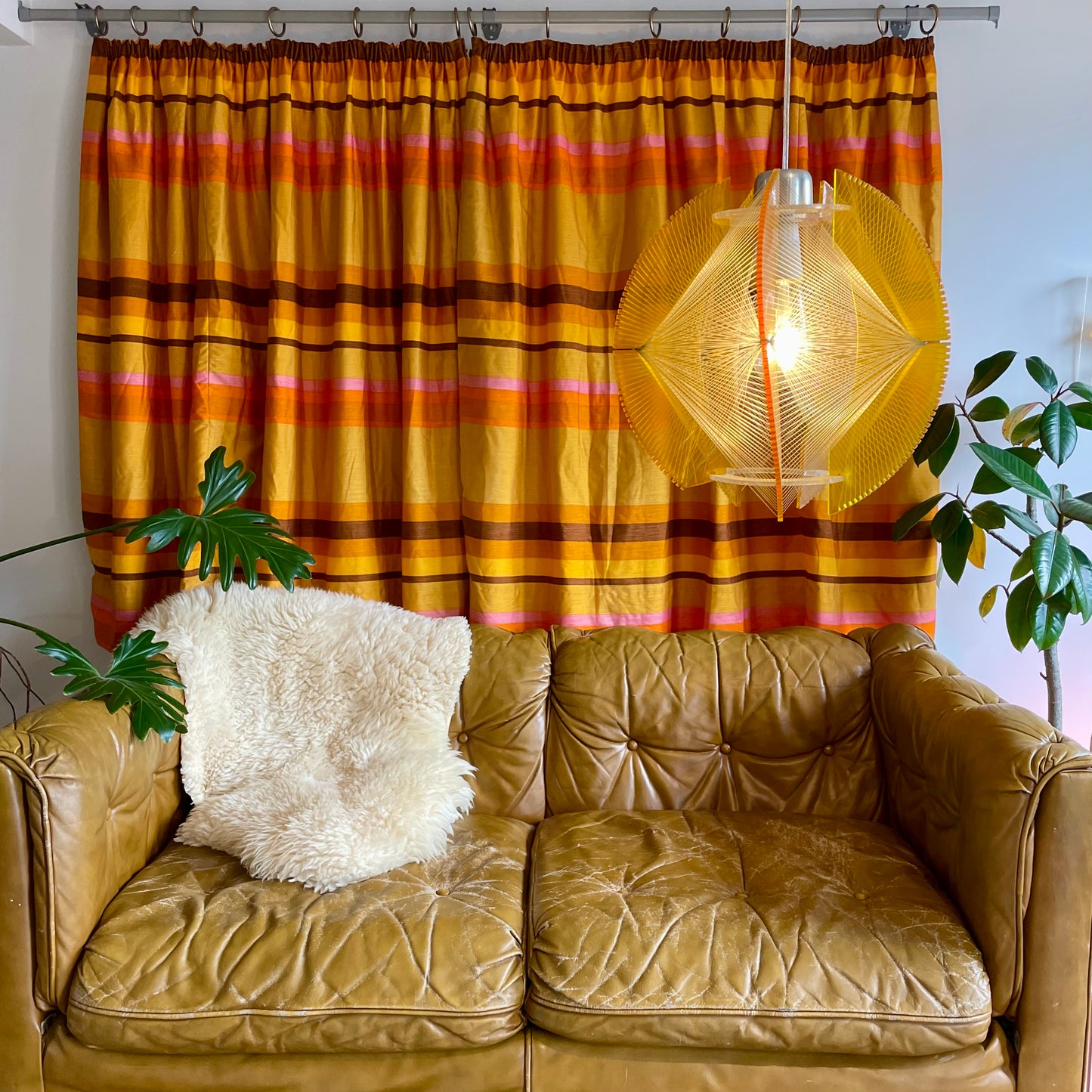 Desert Sunset - Vintage 1970’s drapes from Germany by Schloss & Druck - retro pink, yellow and orange curtains