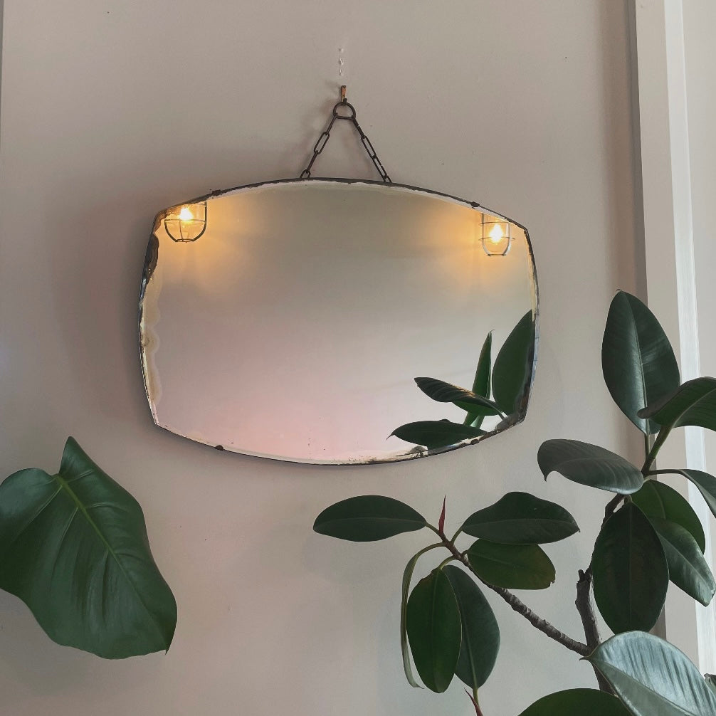 Retro mirror with beveled edges - vintage bathroom vanity mirror