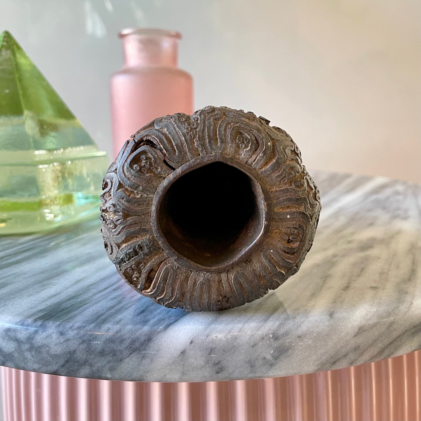 Antique New Zealand Ponga candlestick holder / vase
