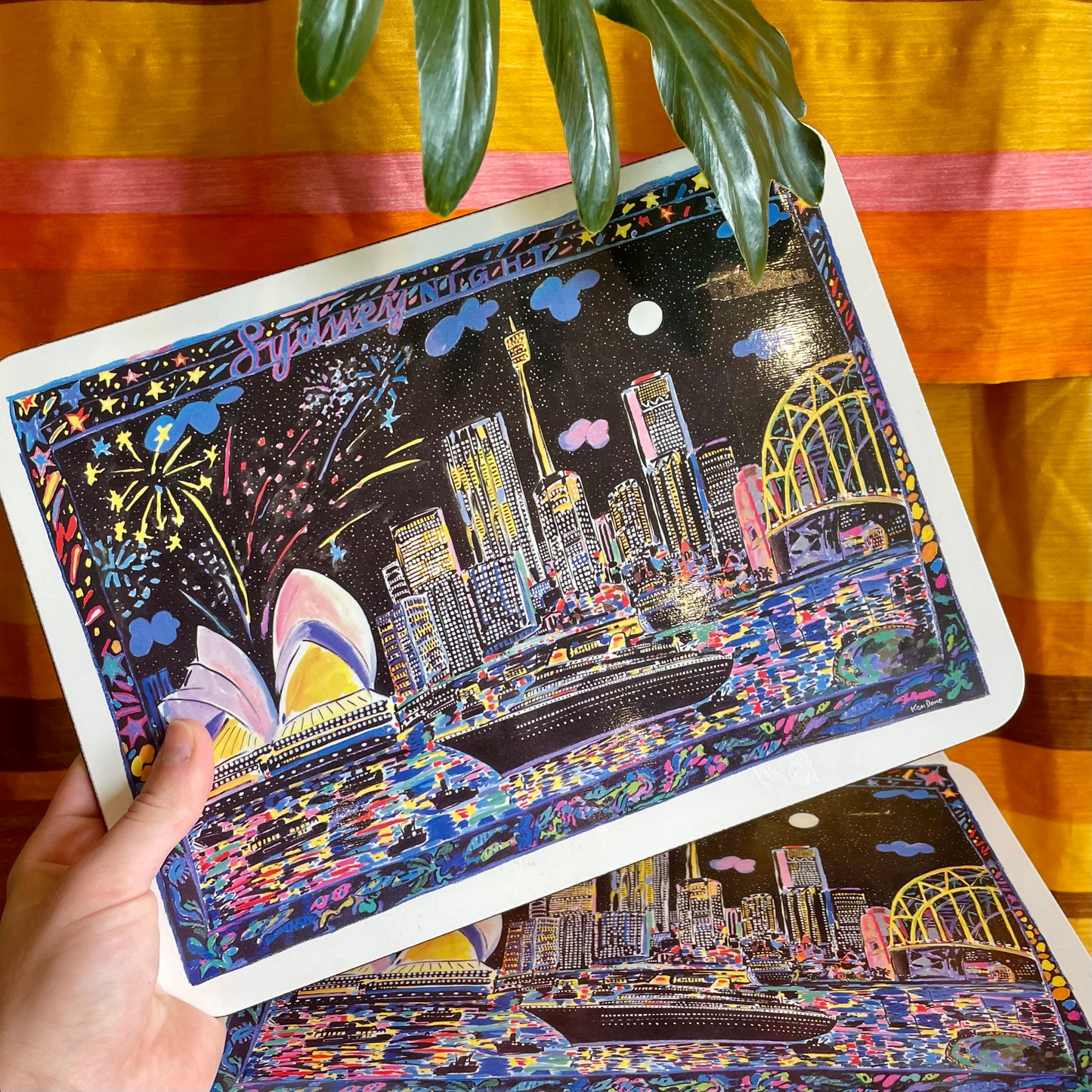 Set of 6 Ken Done Sydney Night placemats in original box