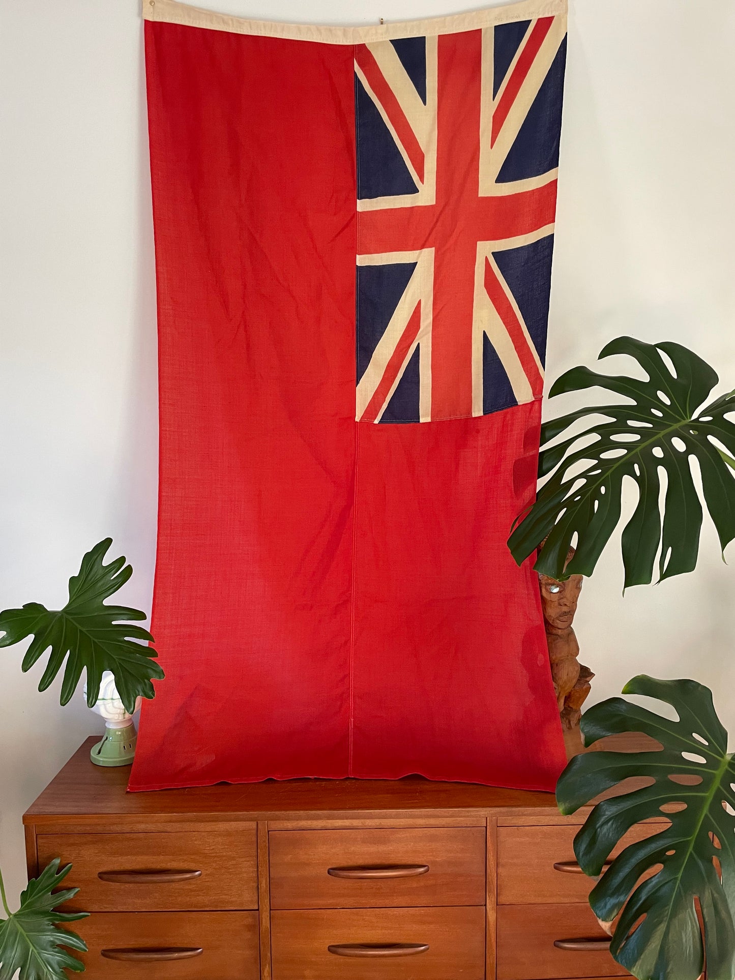Vintage British Ensign Naval Flag - Red Union Jack wool flag - Nautical