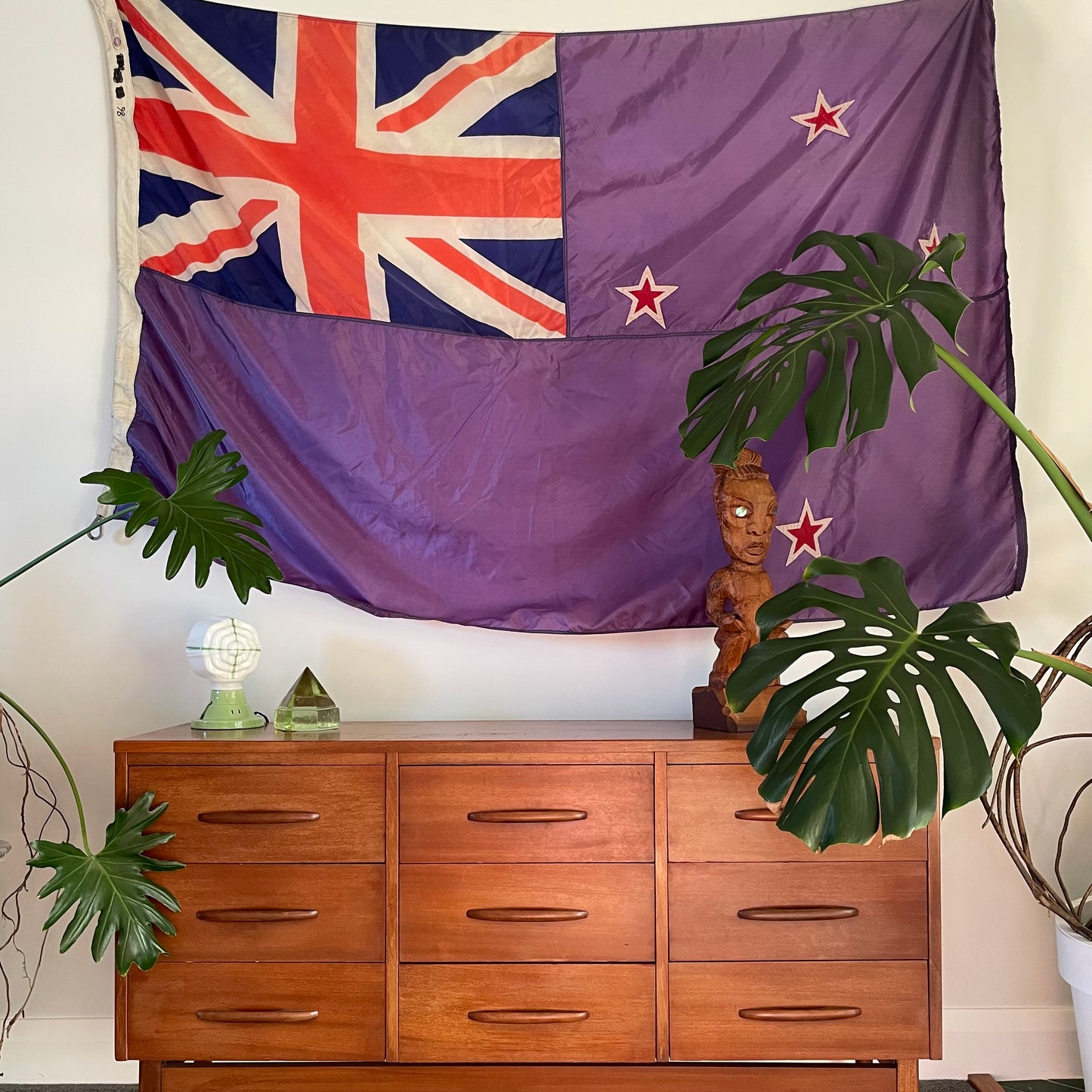 Vintage 1980s New Zealand flag - Nylon faded purple flag of Aotearoa NZ