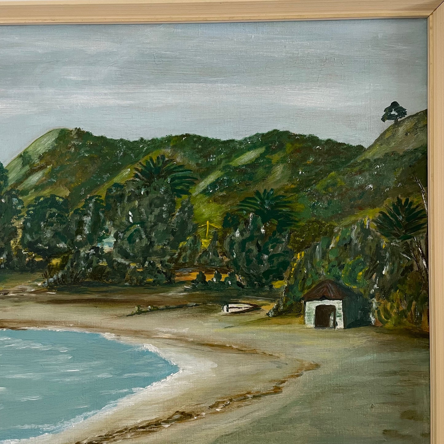 Te Kaha Maungaroa Bay painting / original signed New Zealand ocean view artwork