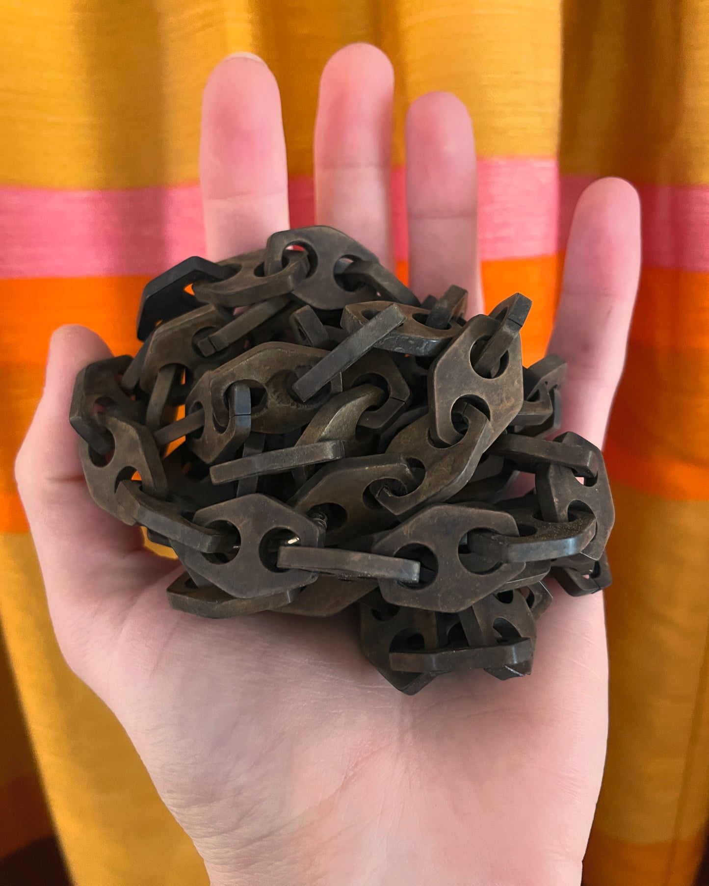 Vintage brown plastic chunky chain link necklace - extra long