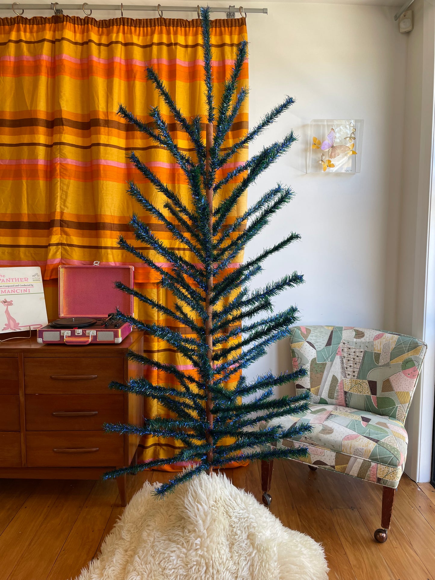 Sapphire Tree - vintage blue and green midcentury modern Christmas tree