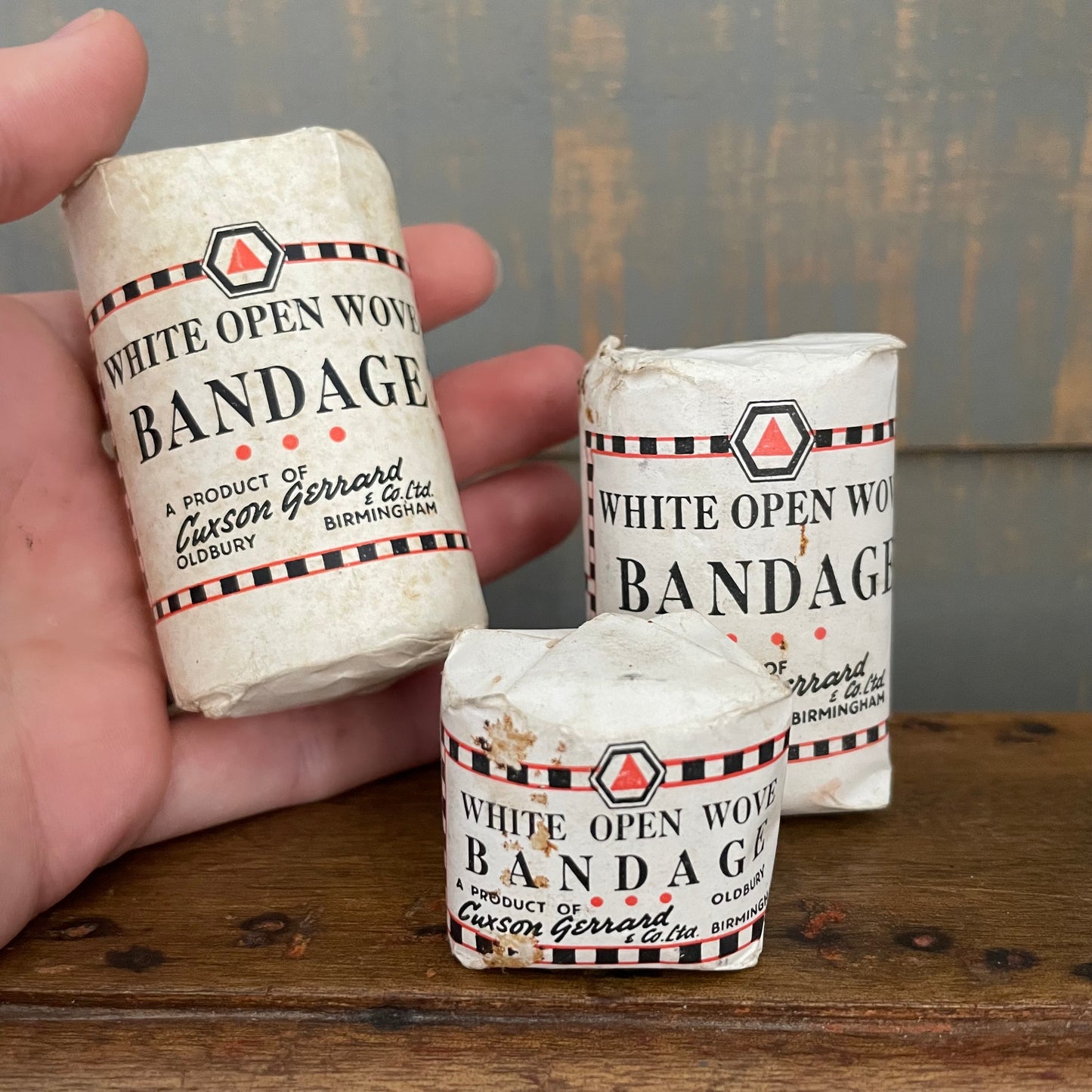 WWII unopened bandages from New Zealand - Cuxson Gerrard and co ltd
