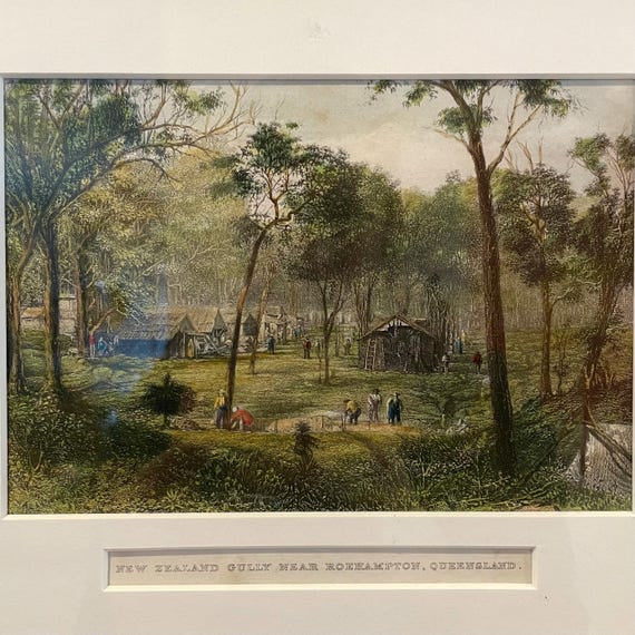 Rare set of 5 Australian paintings from 1874 - hand-coloured steel engravings by J S Prout - Australian Art series
