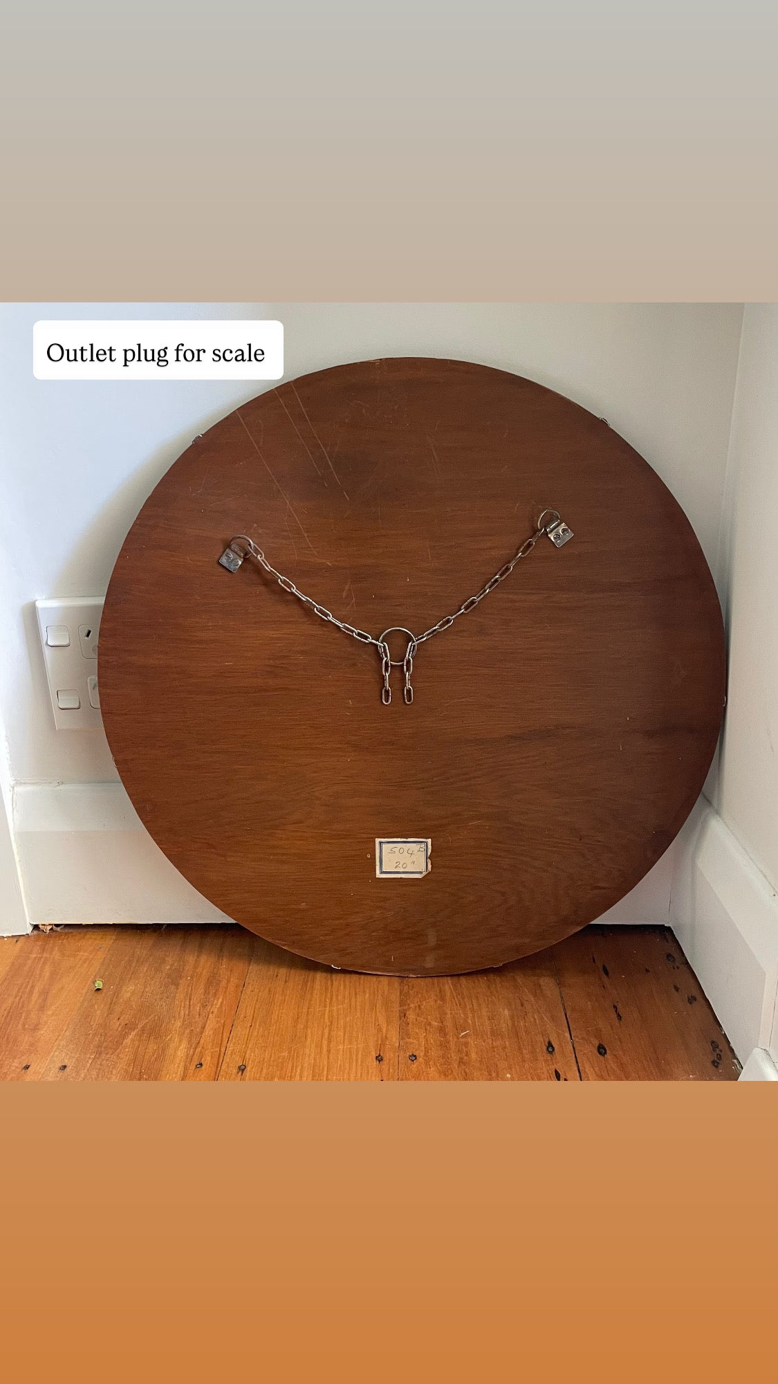 Large round antique Art Deco mirror with scalloped beveles
