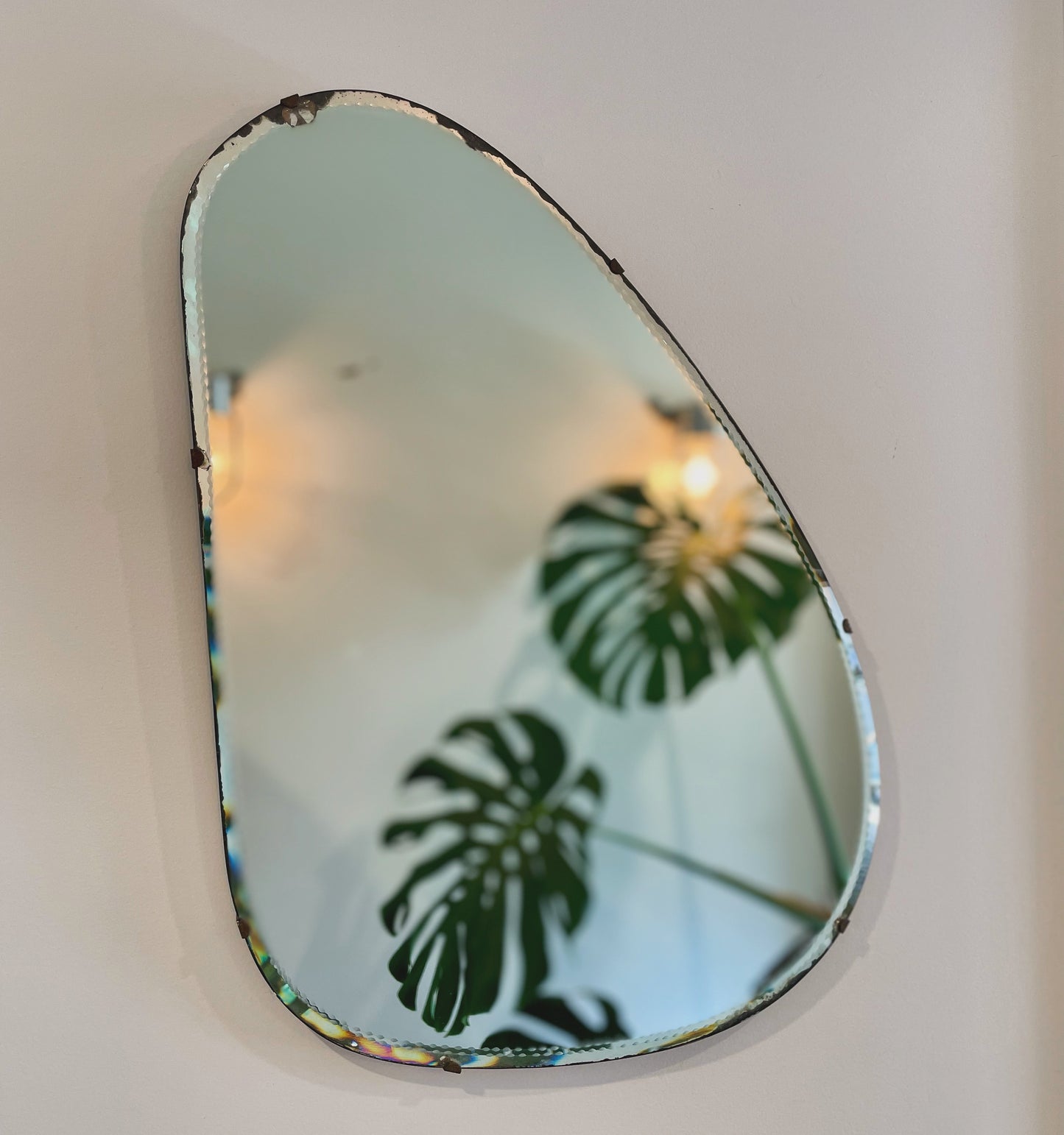 Vintage asymmetrical mirror - irregular shaped antique mirror