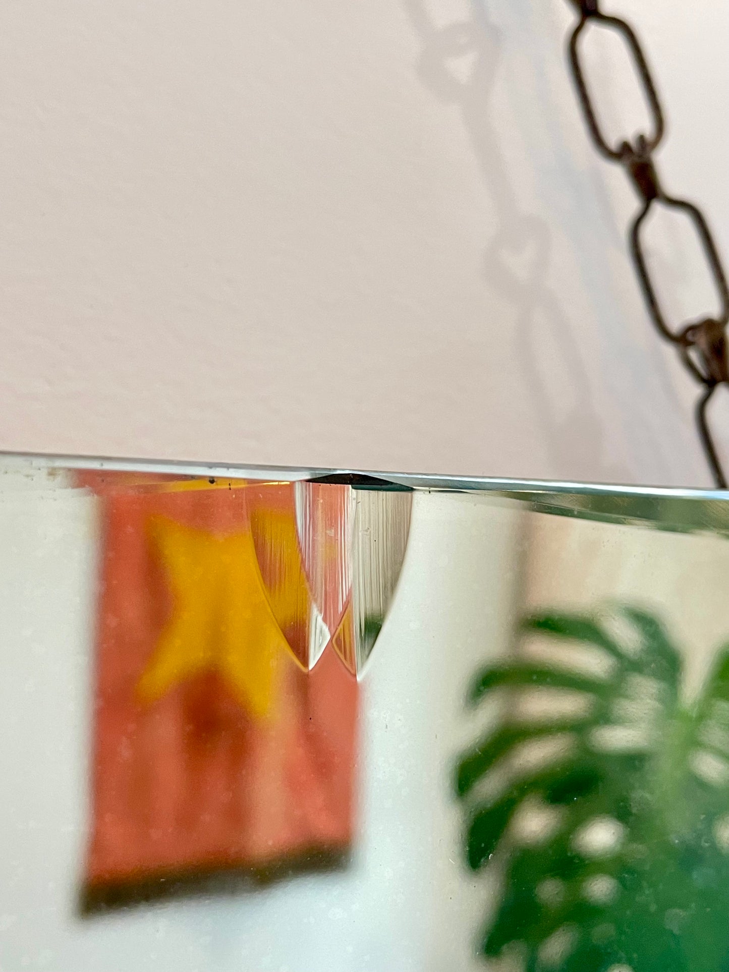 Geometric art deco frameless mirror