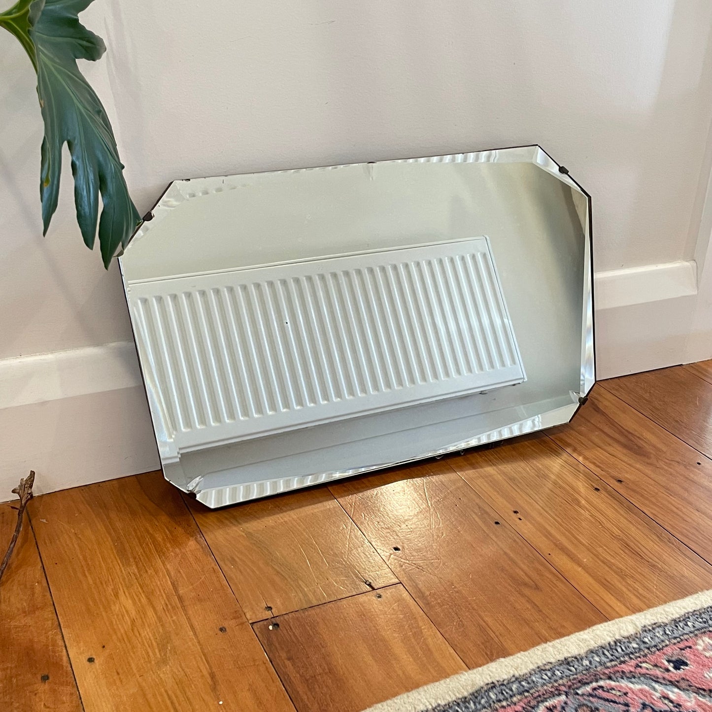 Geometric art deco frameless mirror