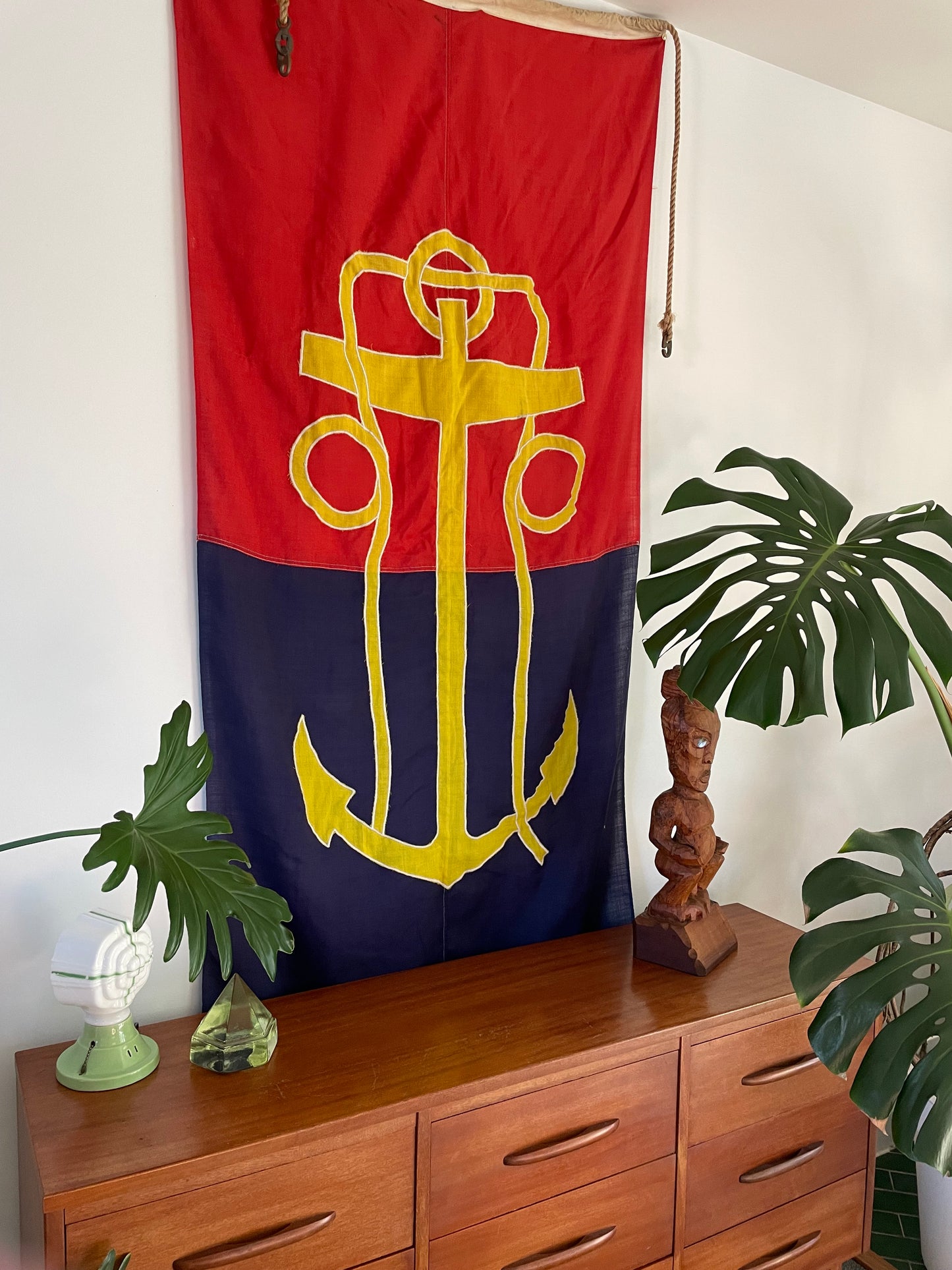 Vintage nautical anchor flag from New Zealand - maritime signal flag - Flag of the Royal NZ Navy Board