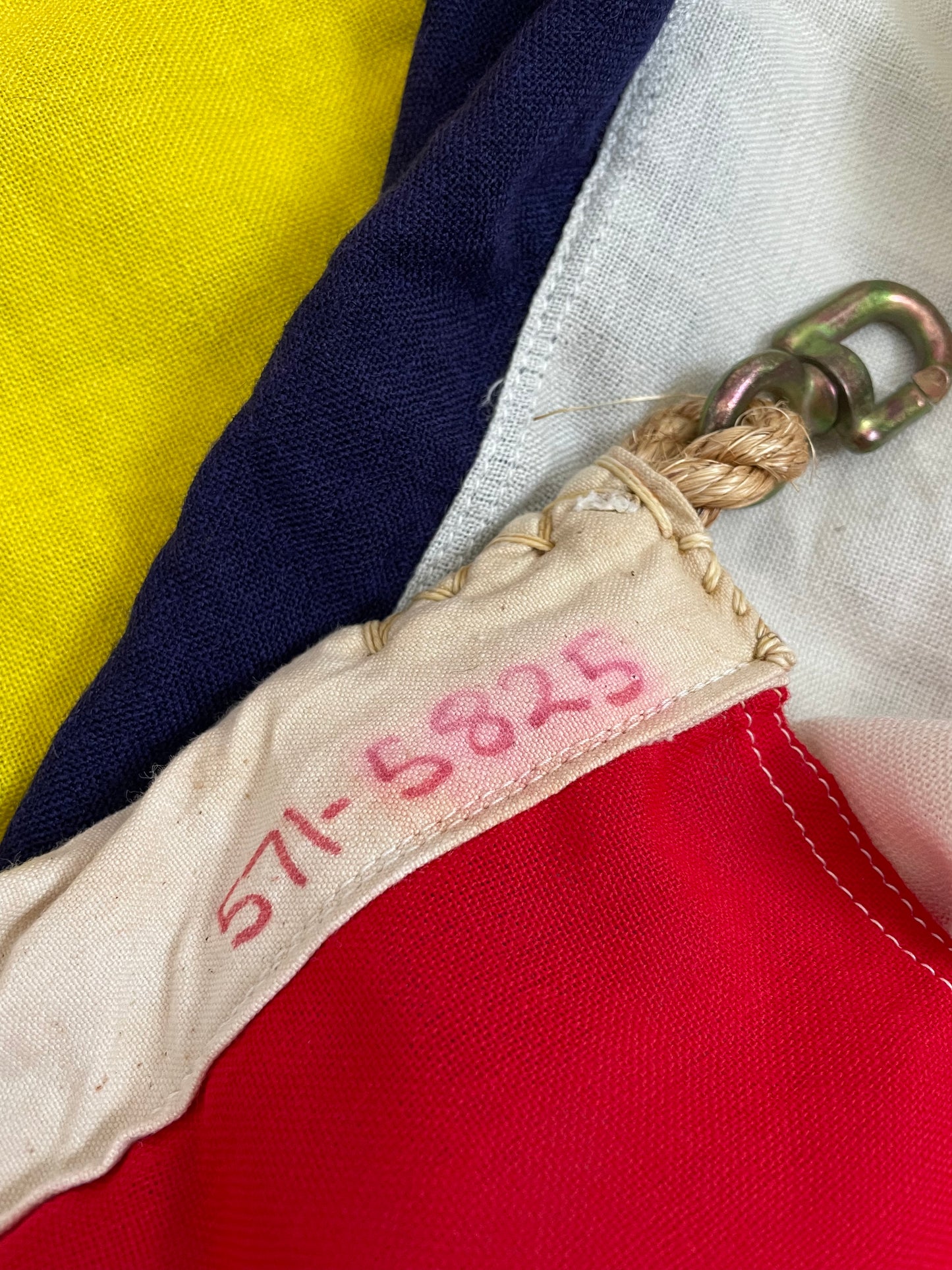 Vintage nautical flag from New Zealand - red, white, navy blue and yellow flag