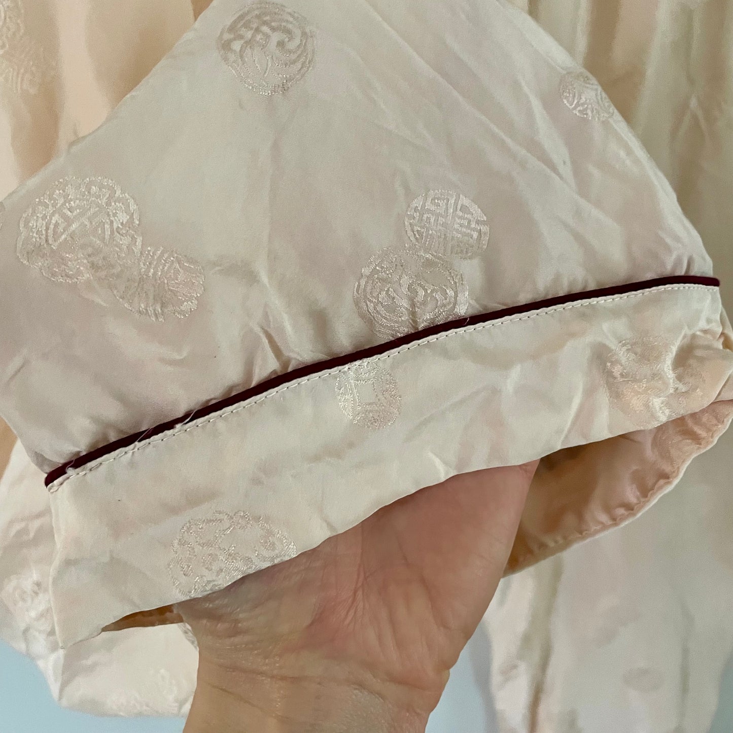 XL vintage pink silk Chinese pajama set