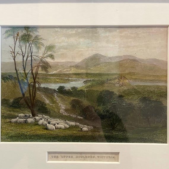 Rare set of 5 Australian paintings from 1874 - hand-coloured steel engravings by J S Prout - Australian Art series