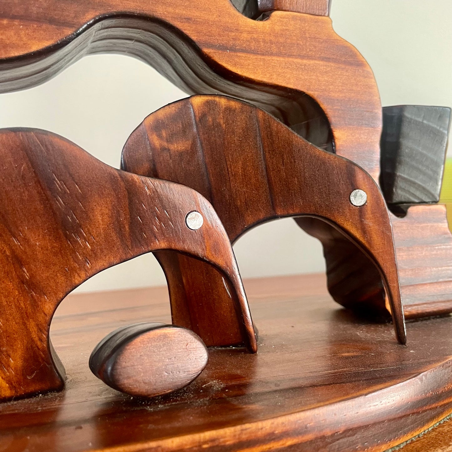 Hand-carved vintage kiwi candelabra - New Zealand native timber kiwi bird candle holder