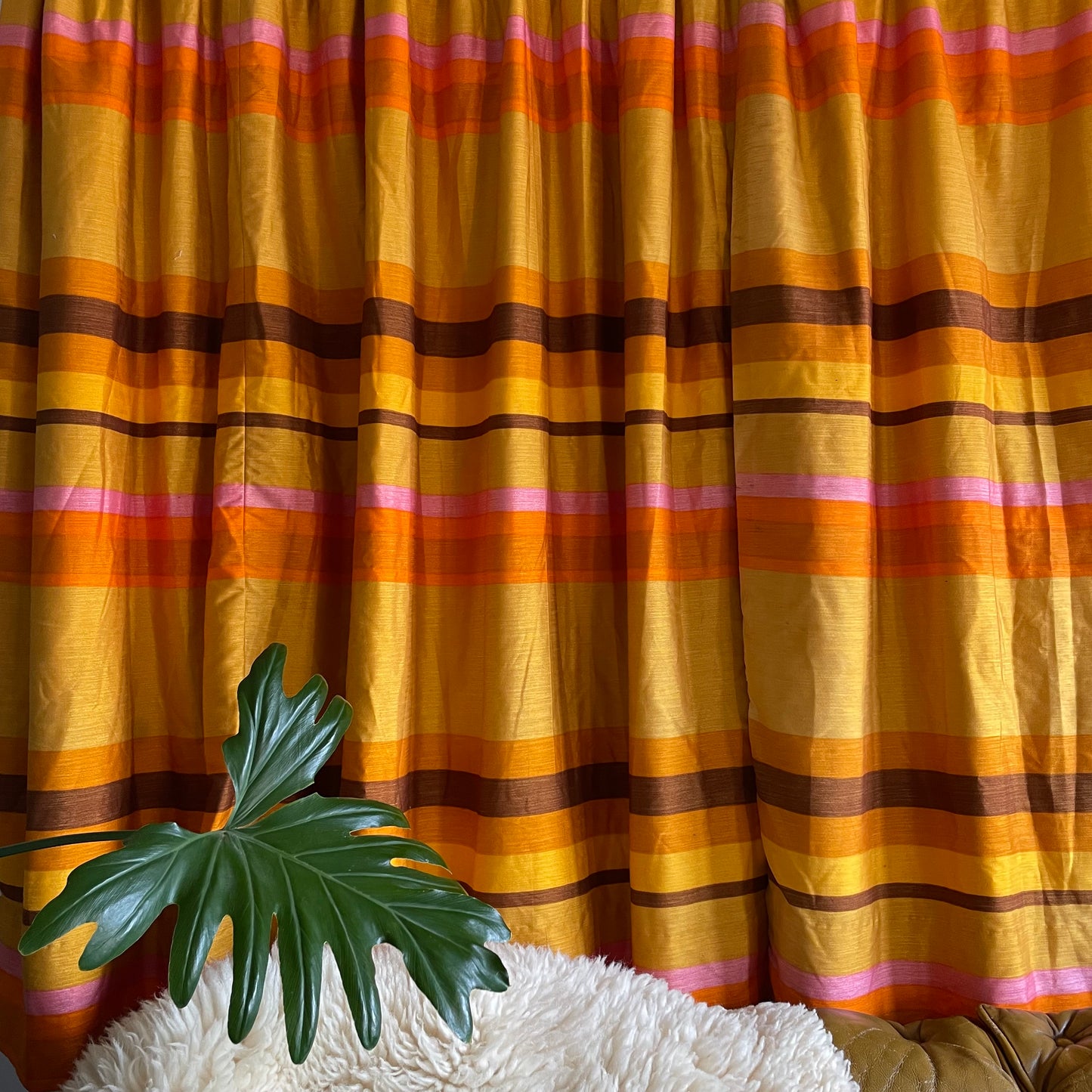Desert Sunset - Vintage 1970’s drapes from Germany by Schloss & Druck - retro pink, yellow and orange curtains