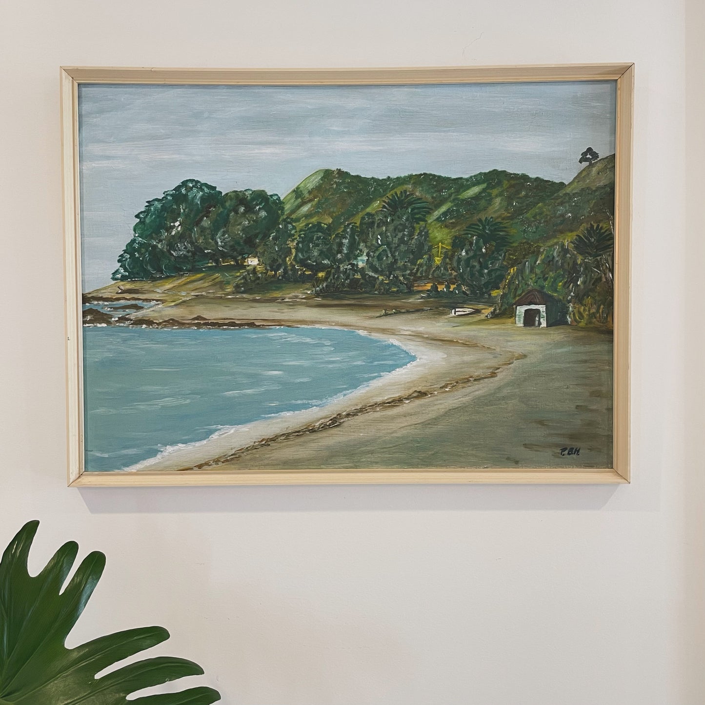 Te Kaha Maungaroa Bay painting / original signed New Zealand ocean view artwork