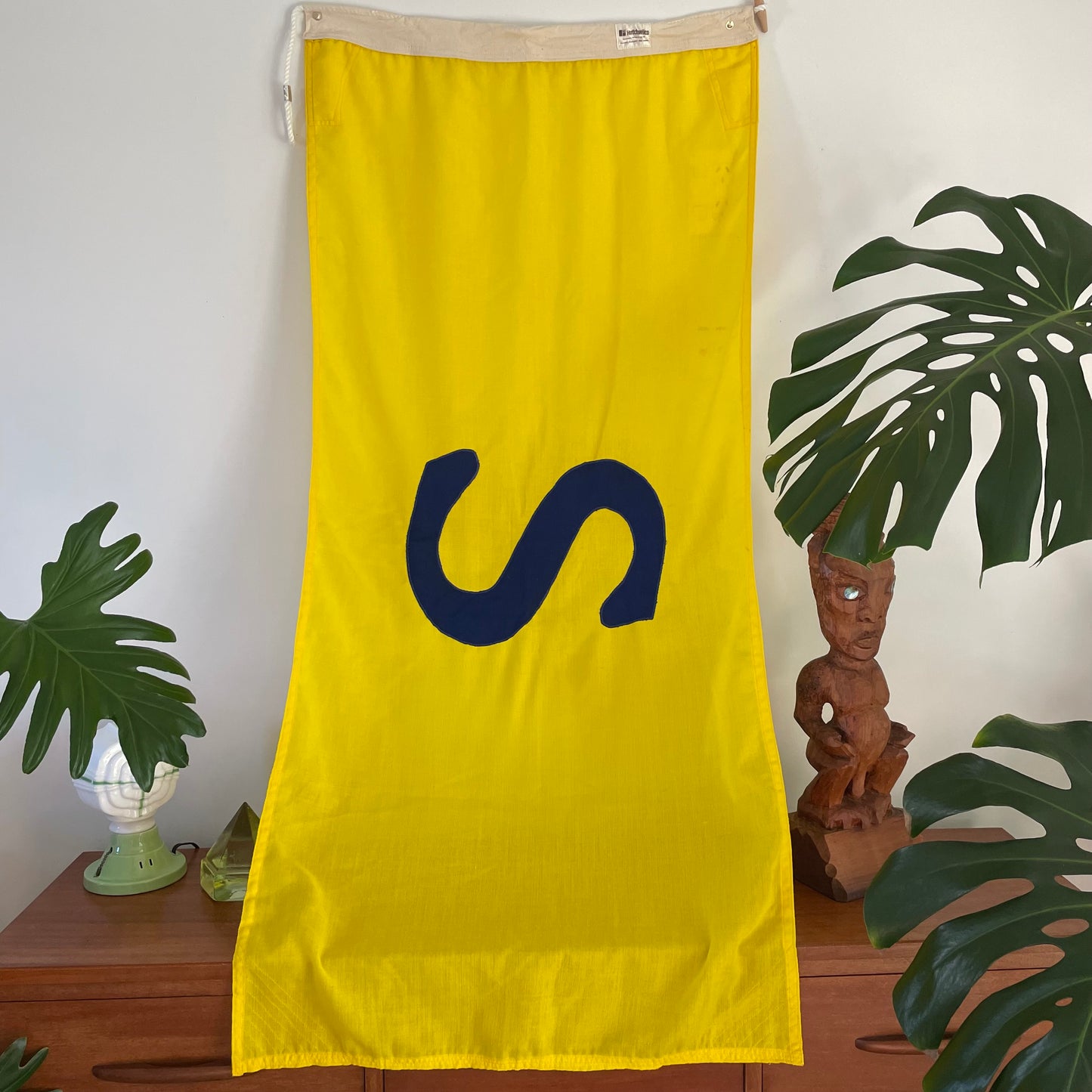 Vintage S flag from New Zealand - nautical signal flag letter S