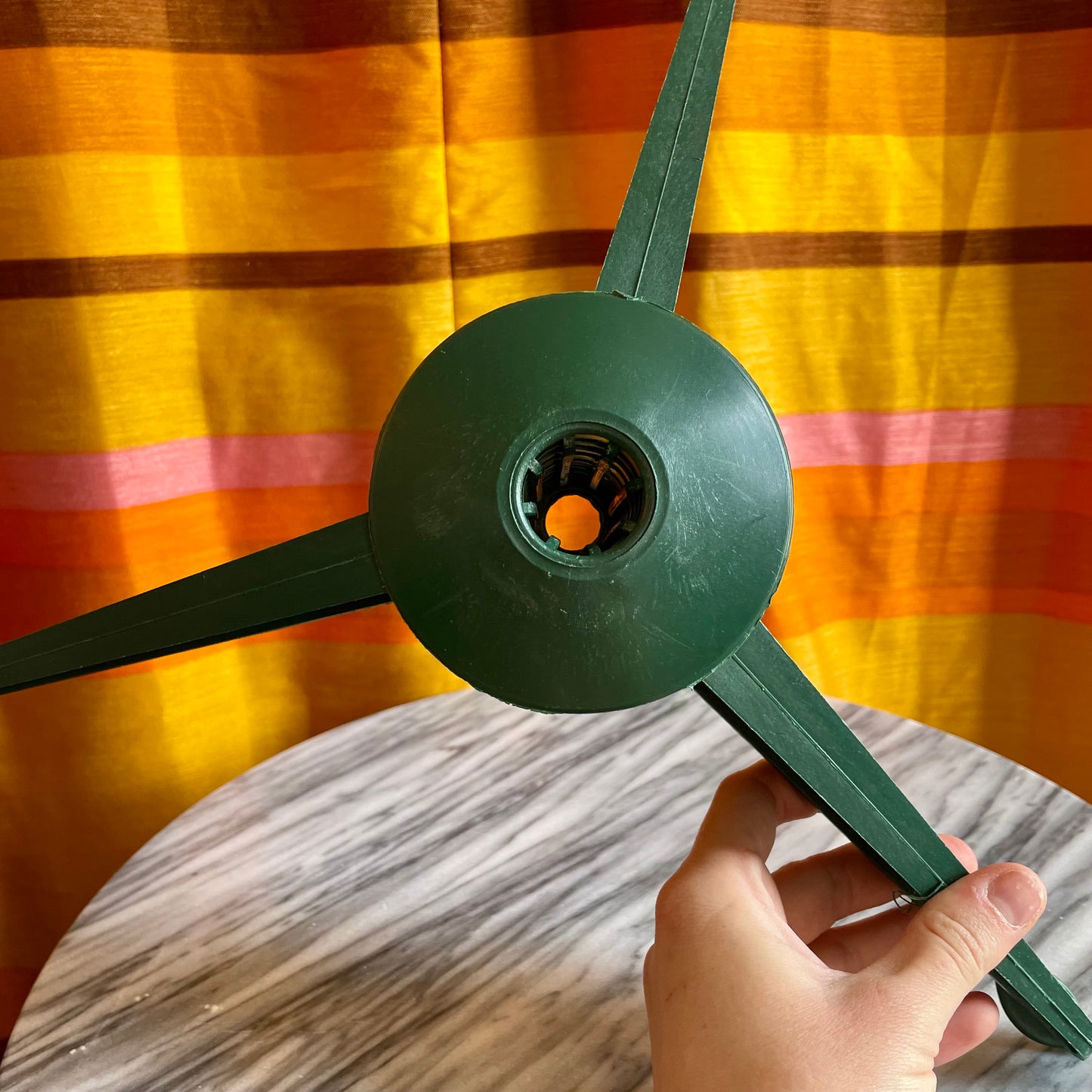 Vintage Christmas Tree Stand / green plastic collapsible Xmas tree stand