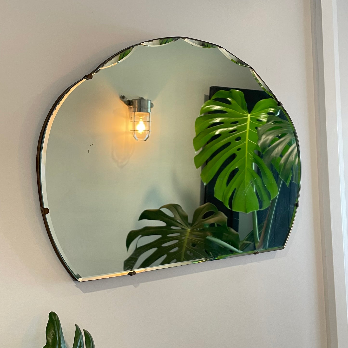 Raincloud mirror - Art Deco mirror with scalloped beveled edges and cloud shape
