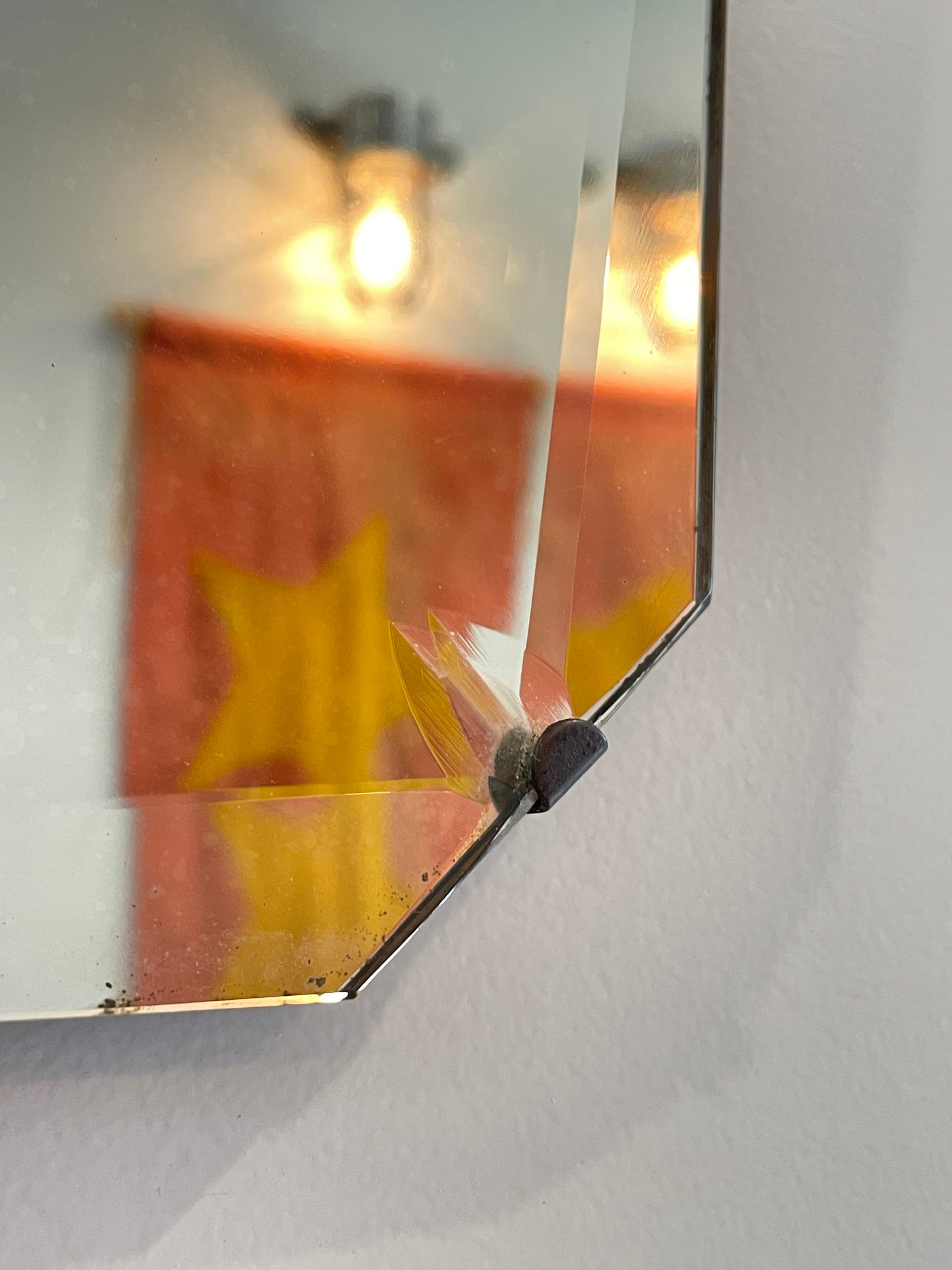 Geometric art deco frameless mirror