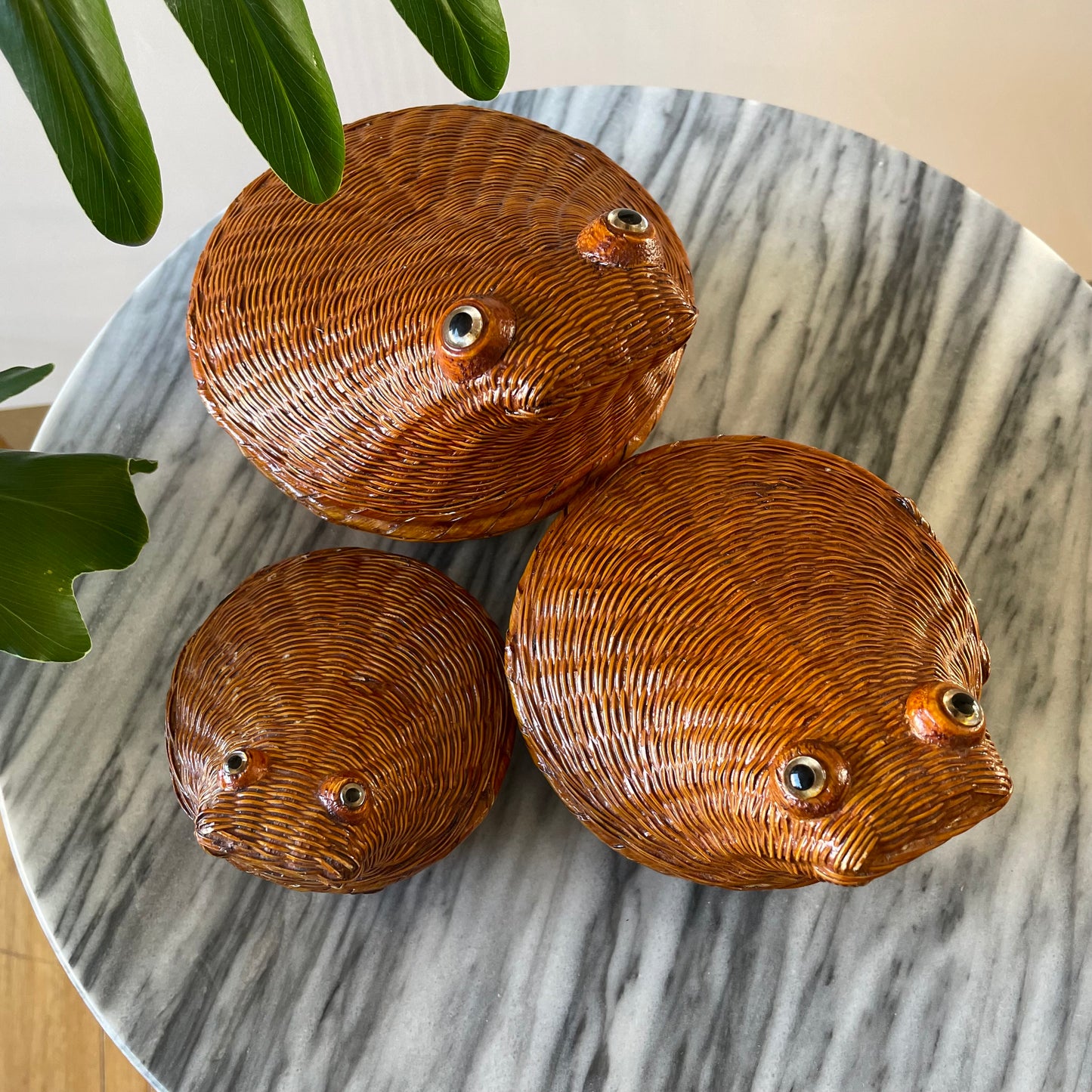 Kitchy nesting frog baskets - Chinese stacking baskets