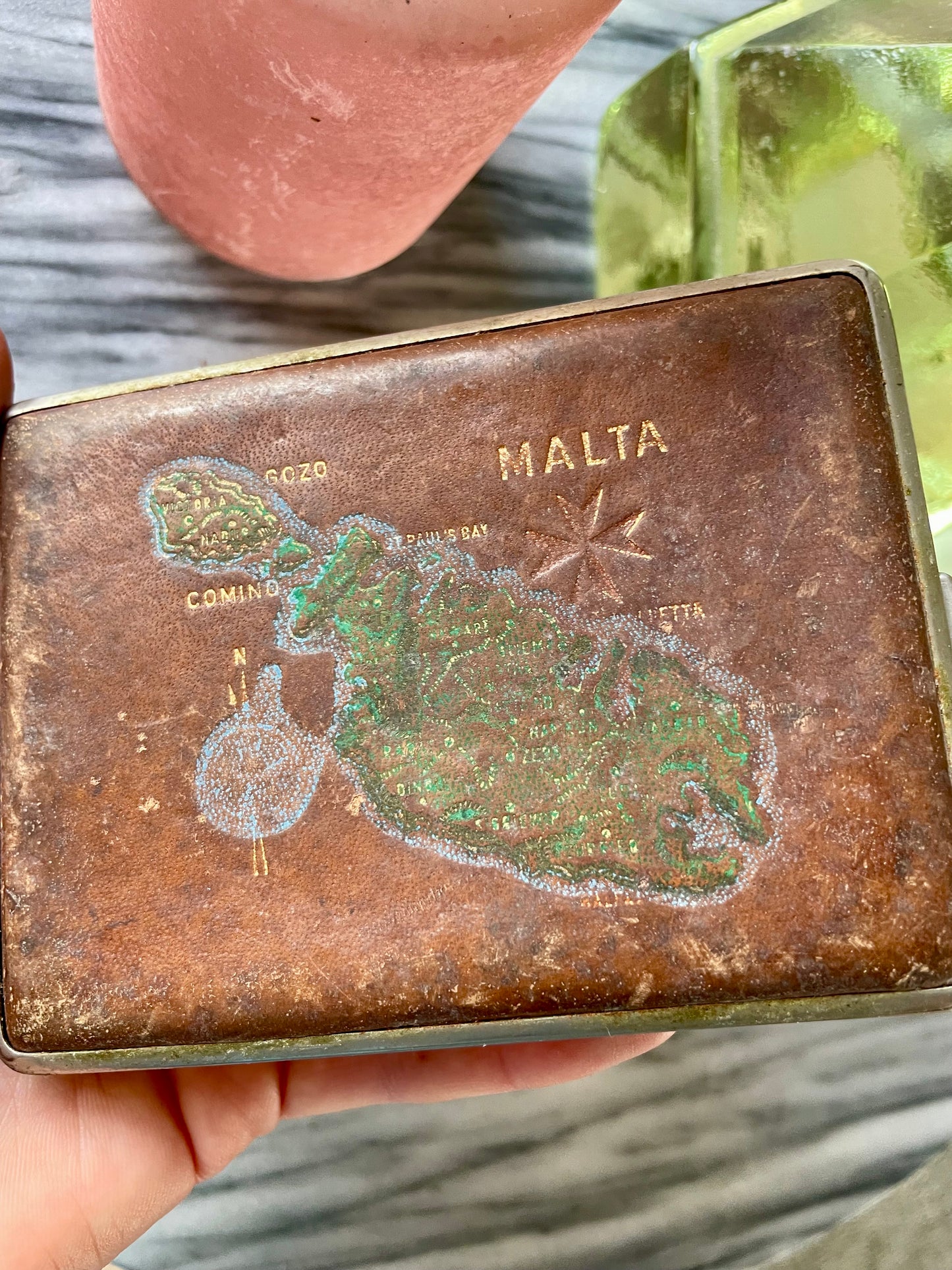 Island of Malta vintage cigarette case / card holder / wallet