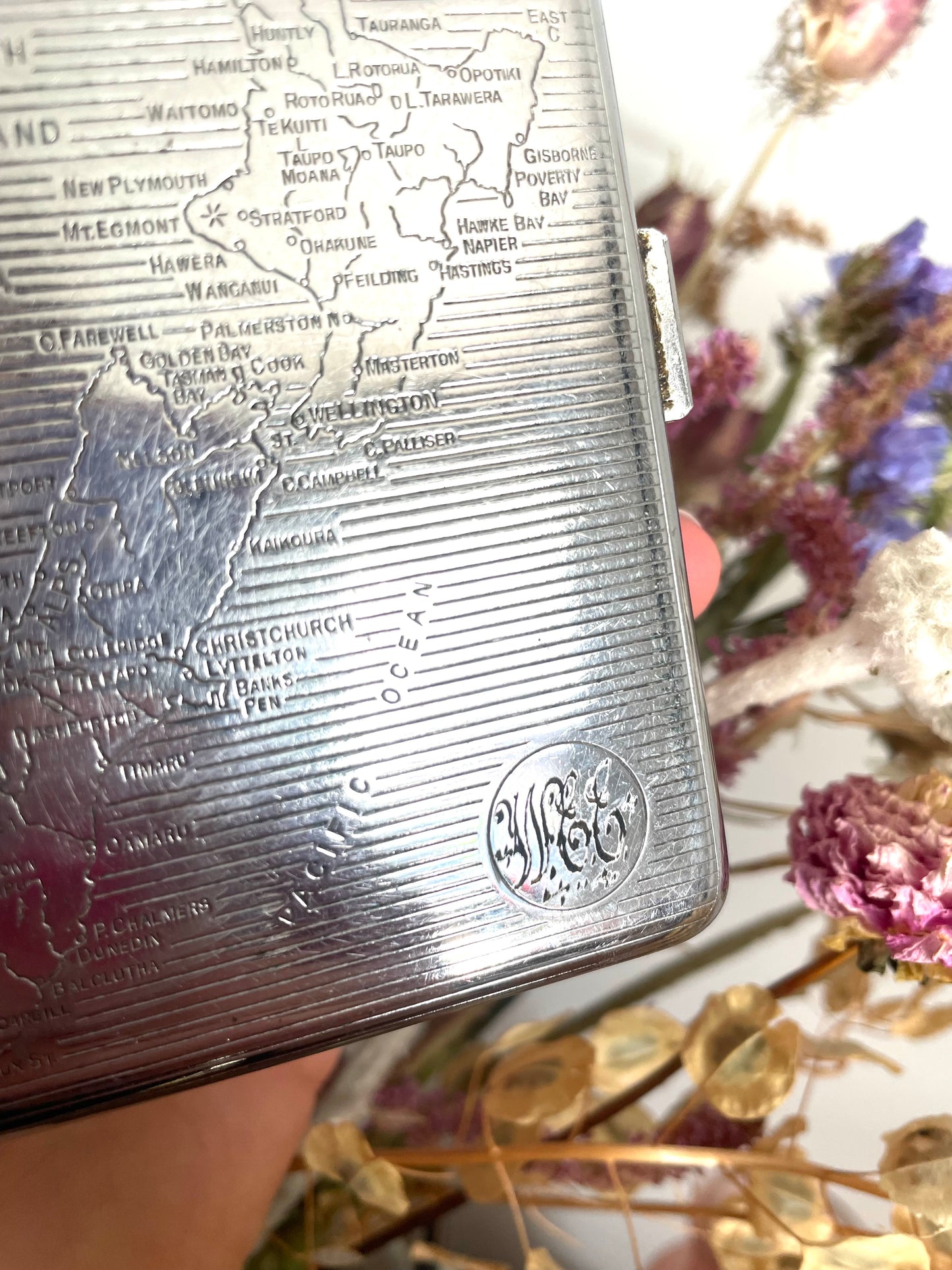 Vintage New Zealand chrome cigarette box / Proposal box / run away to NZ with me