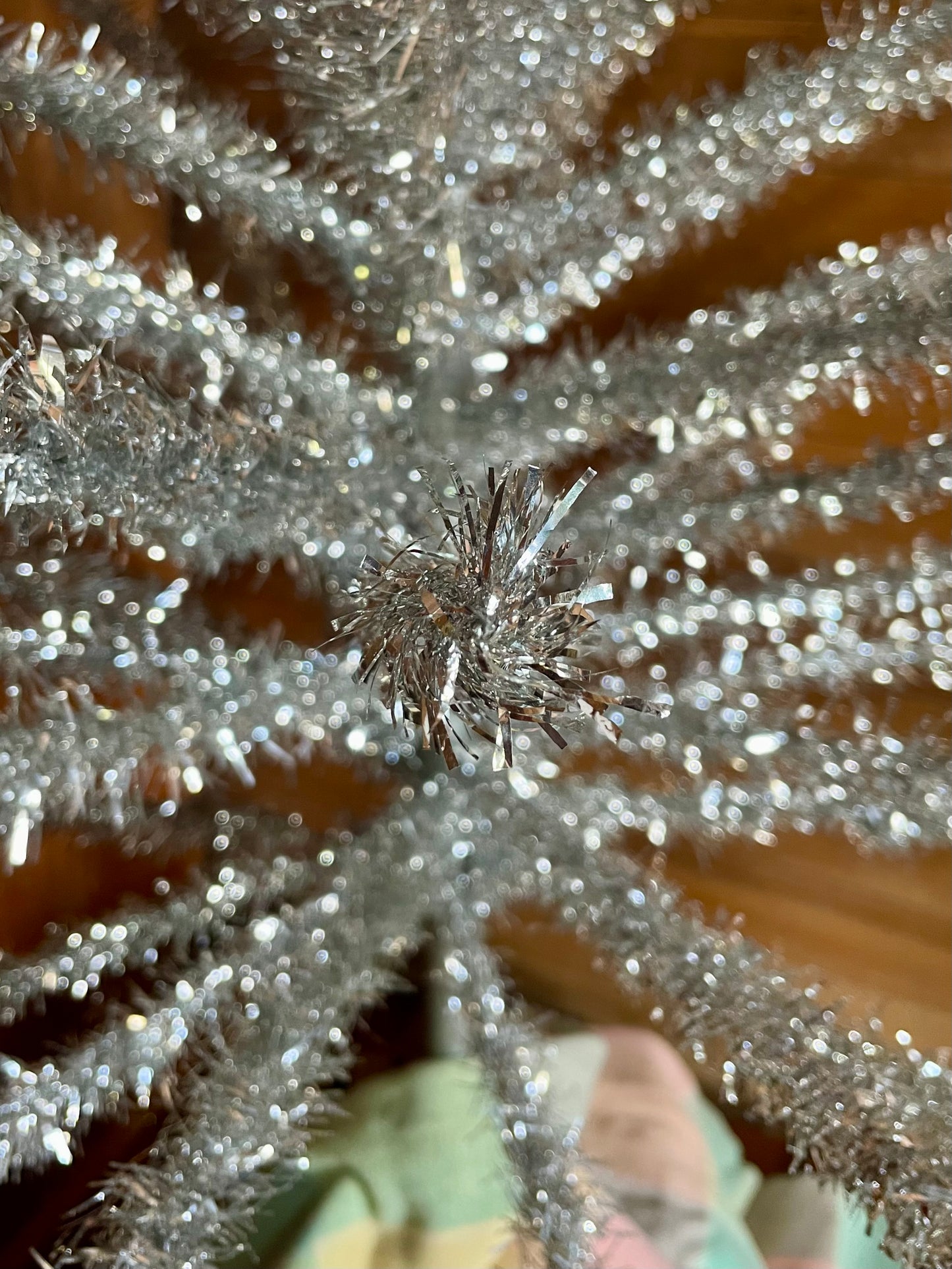 7 foot Vintage silver Christmas tree - midcentury modern stainless tinsel xmas tree