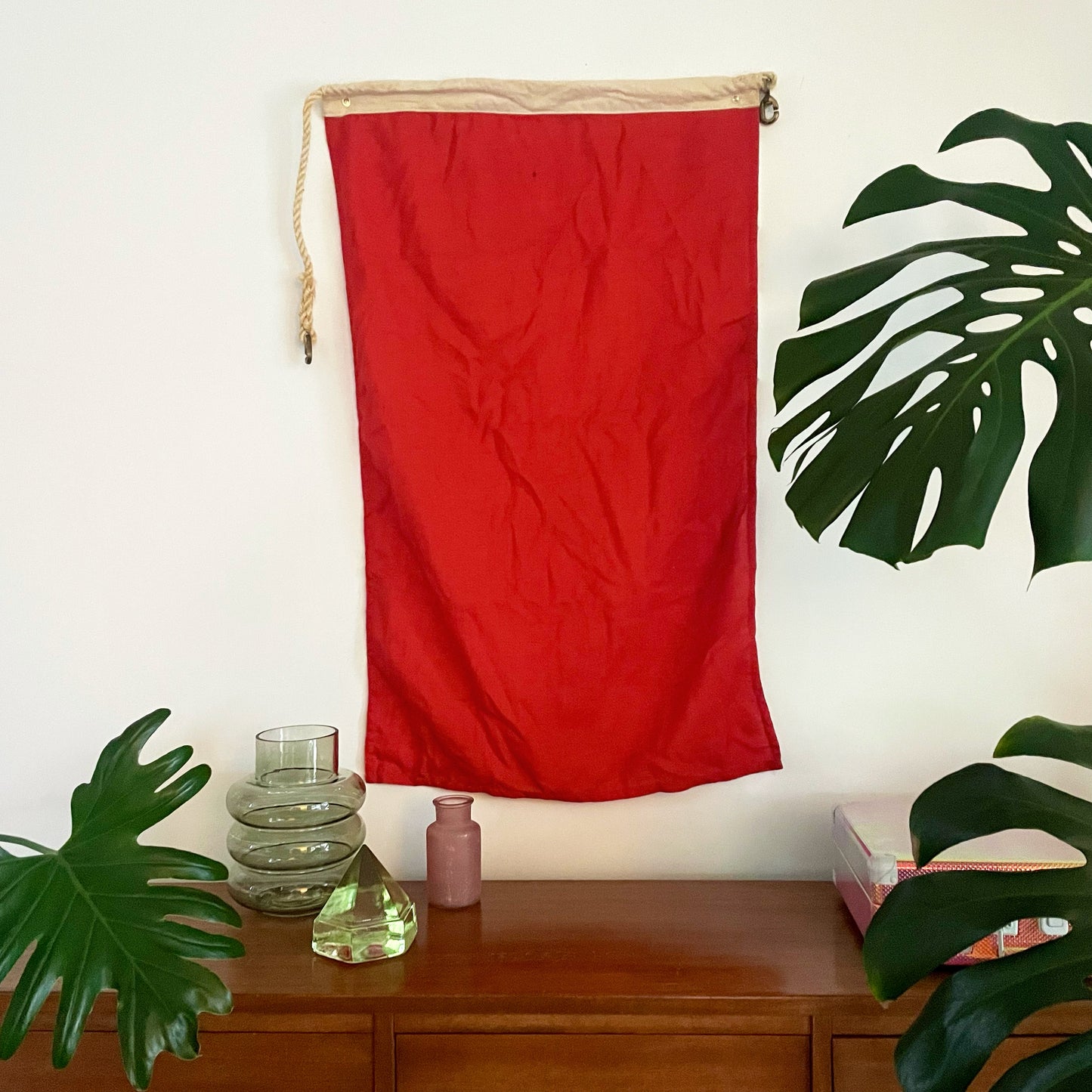 Vintage nautical ship flag from New Zealand - red signal flag