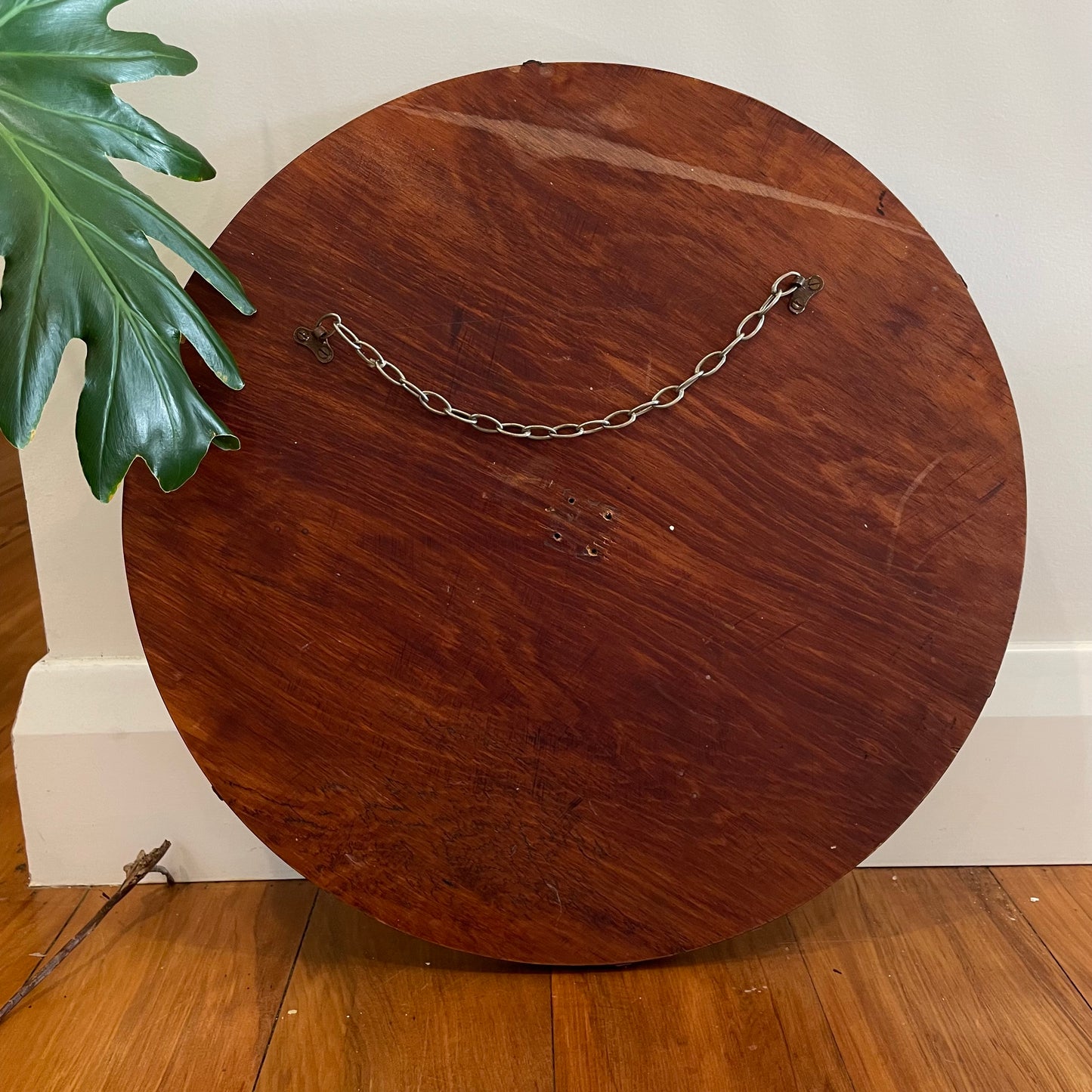 18 inch round antoque mirror with beveled edges
