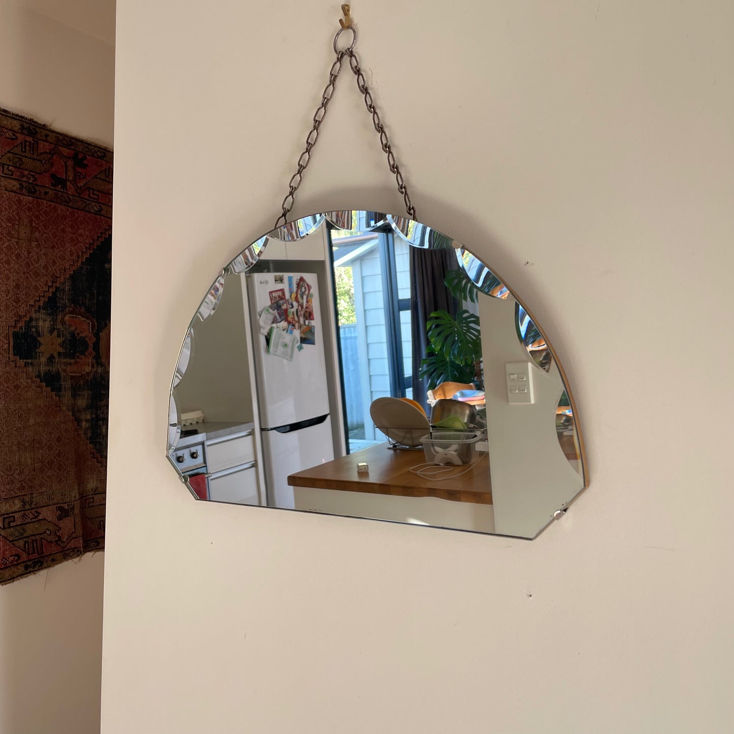 Over the rainbow mirror - Art deco mirror with arched shape and scalloped beveled