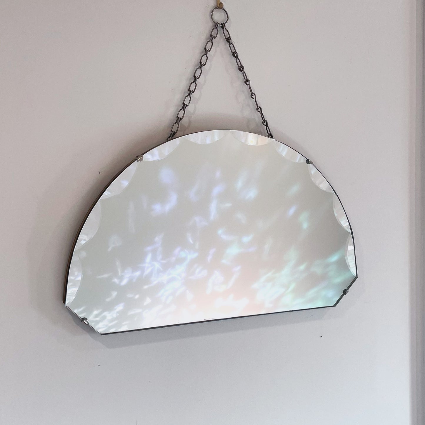 Over the rainbow mirror - Art deco mirror with arched shape and scalloped beveled